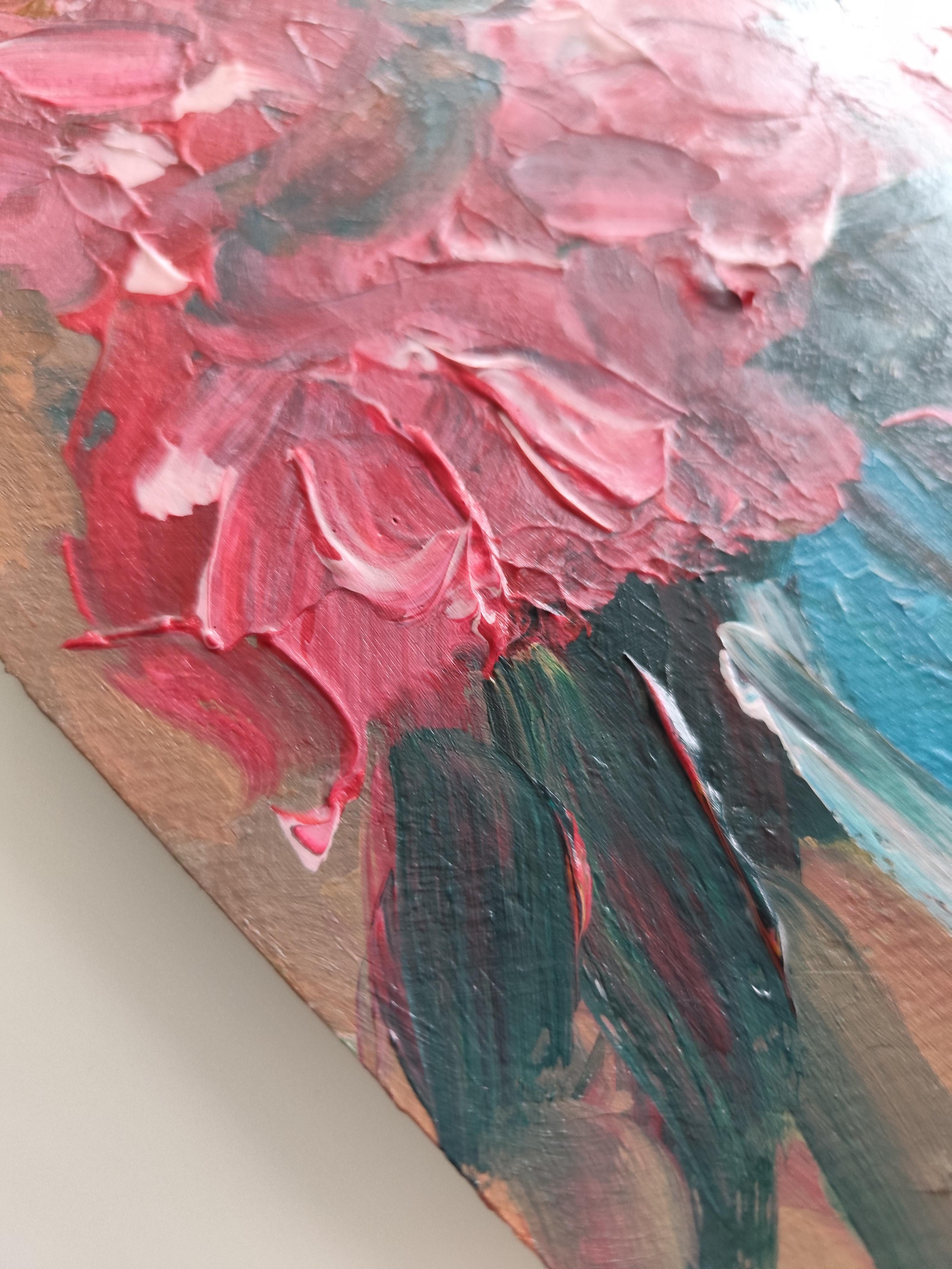 Pittura acrilica floreale impressionista su carta 