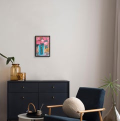 Expressive impressionist floral acrylic painting on paper "Spring's flowers"