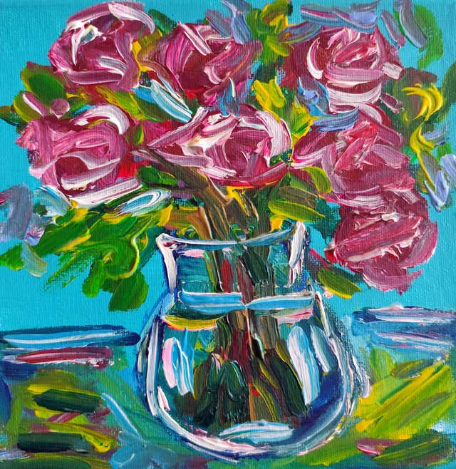 Mougenot Natalya Semi abstract expressionist floral oil painting Mougenot Natalya Semi abstract expressionist floral oil painting