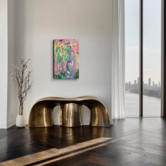 Contemporary large abstract flowers acrylic painting on canvas "Floral dancing"