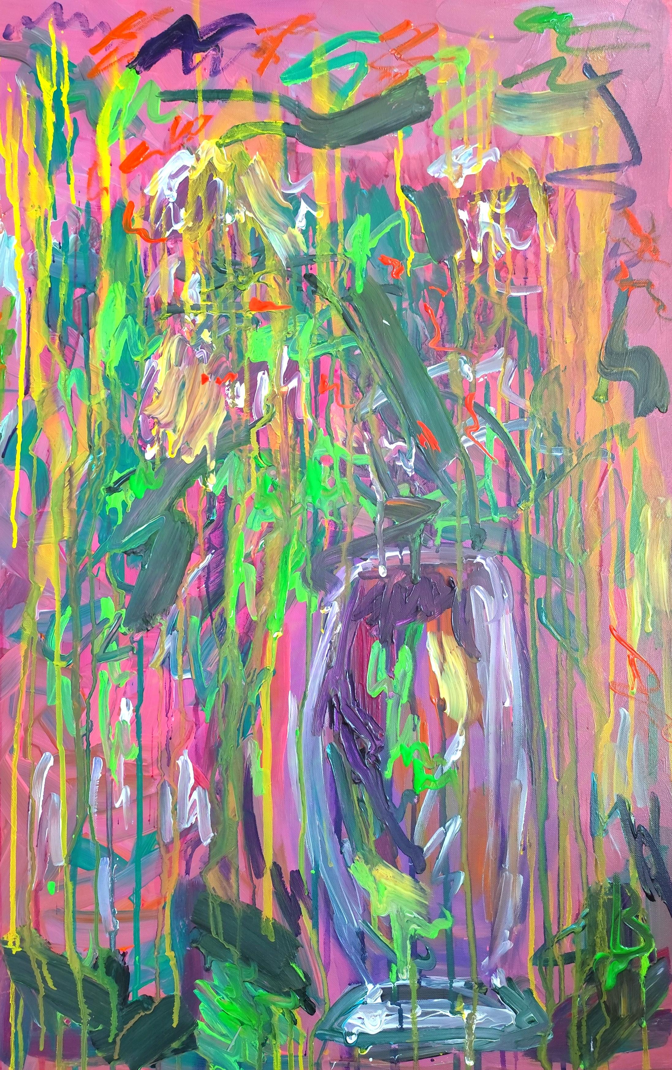 Abstract Painting Mougenot Natalya - Peinture acrylique contemporaine sur toile "Fleurs dansantes".