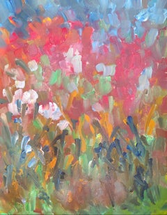 "Diversidad floral" (naturaleza impresionista semiabstracta acrílico sobre papel)