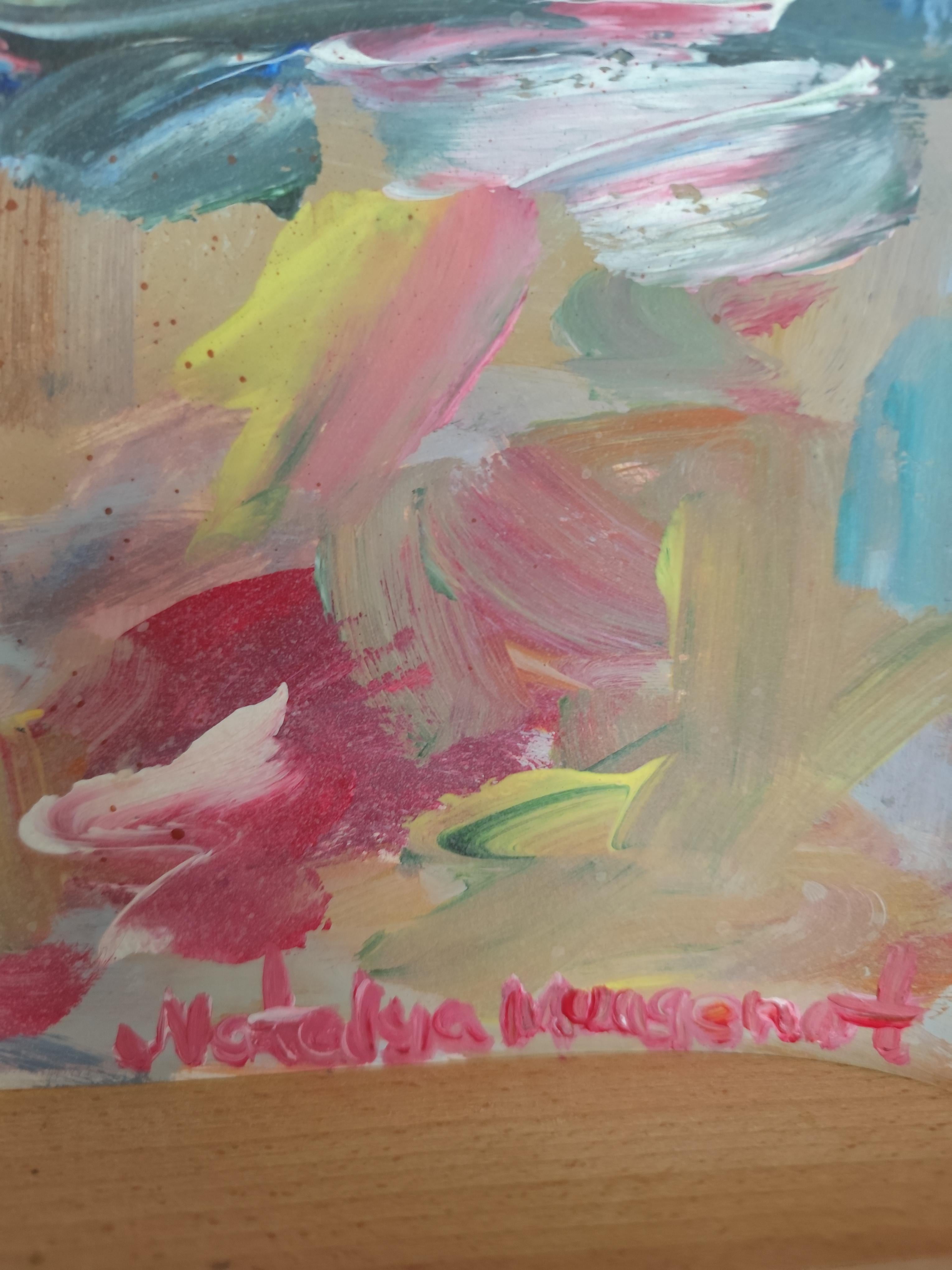 Abstrakt-impressionistische, ausdrucksstarke Blumen, Acryl auf Papier, „Floral Inspiration“ im Angebot 9