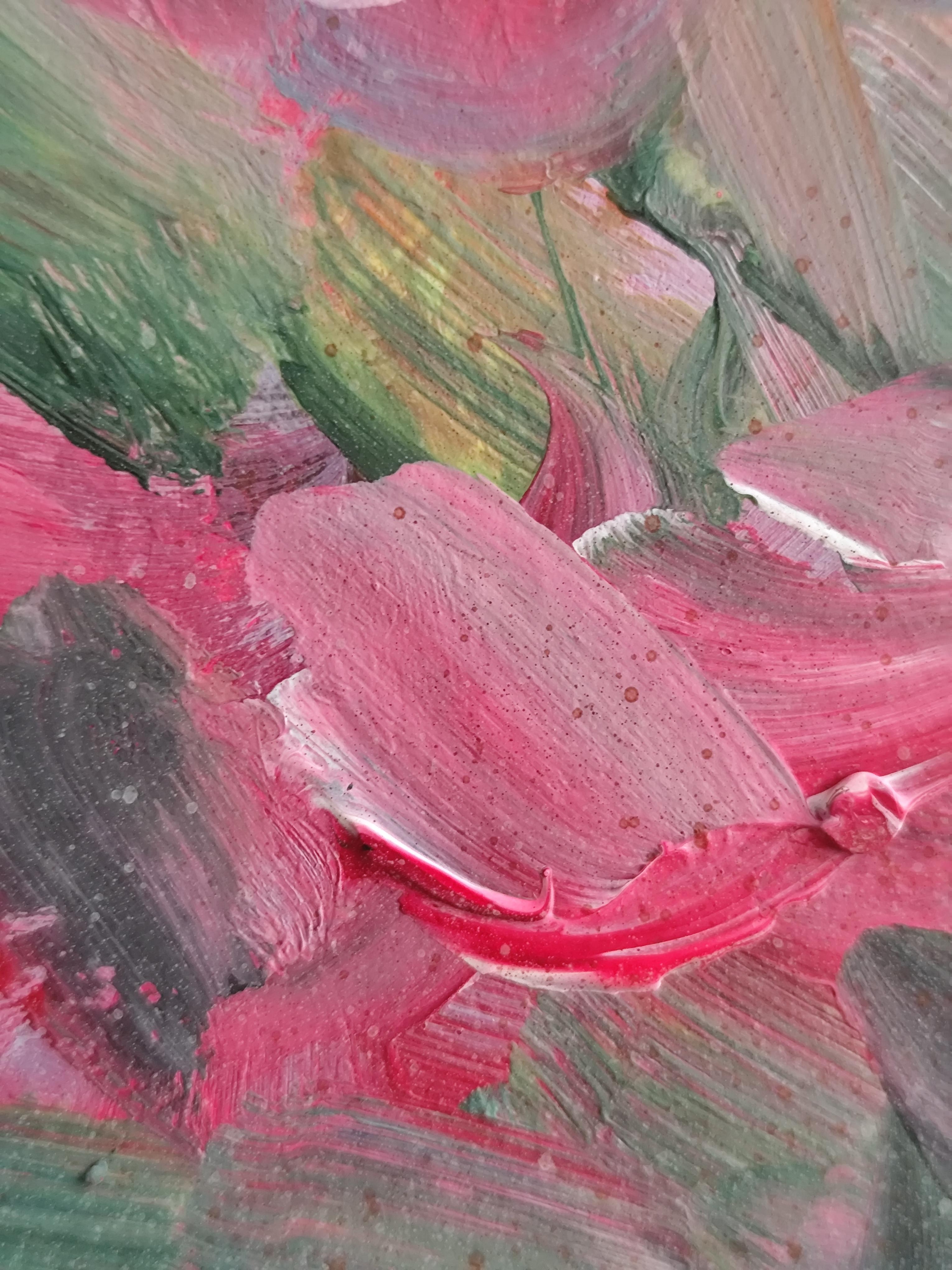 Abstrakt-impressionistische, ausdrucksstarke Blumen, Acryl auf Papier, „Floral Inspiration“ im Angebot 12