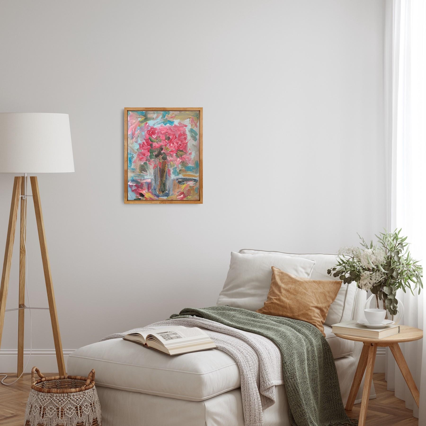 Abstrakt-impressionistische, ausdrucksstarke Blumen, Acryl auf Papier, „Floral Inspiration“ im Angebot 2