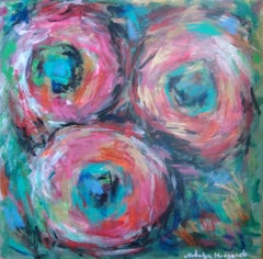 Pittura floreale astratta espressiva contemporanea su canas "Esplosione floreale".
