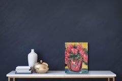 "Fresh Bouquet" Peinture impressionniste florale contemporaine à l'huile sur carton.