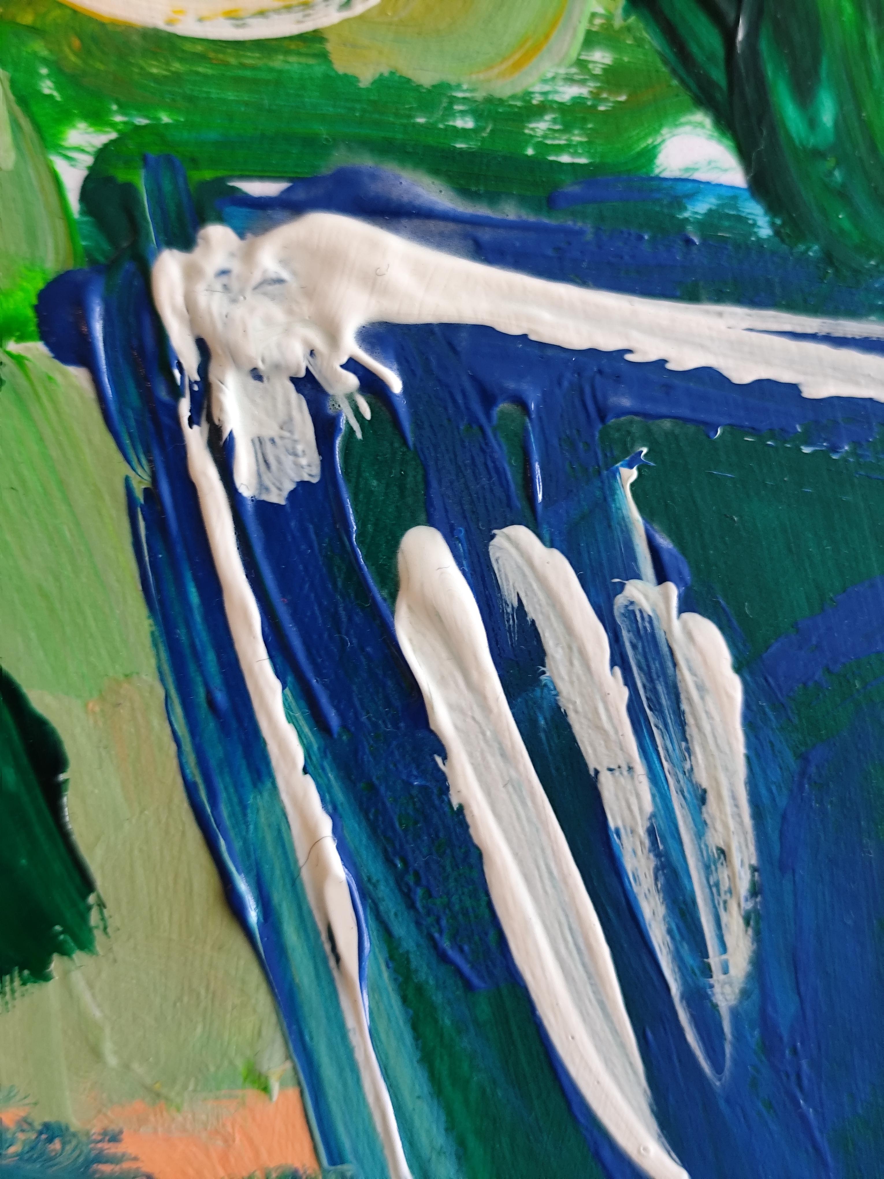 Pintura acrílica floral impresionista abstracta contemporánea sobre papel en venta 8