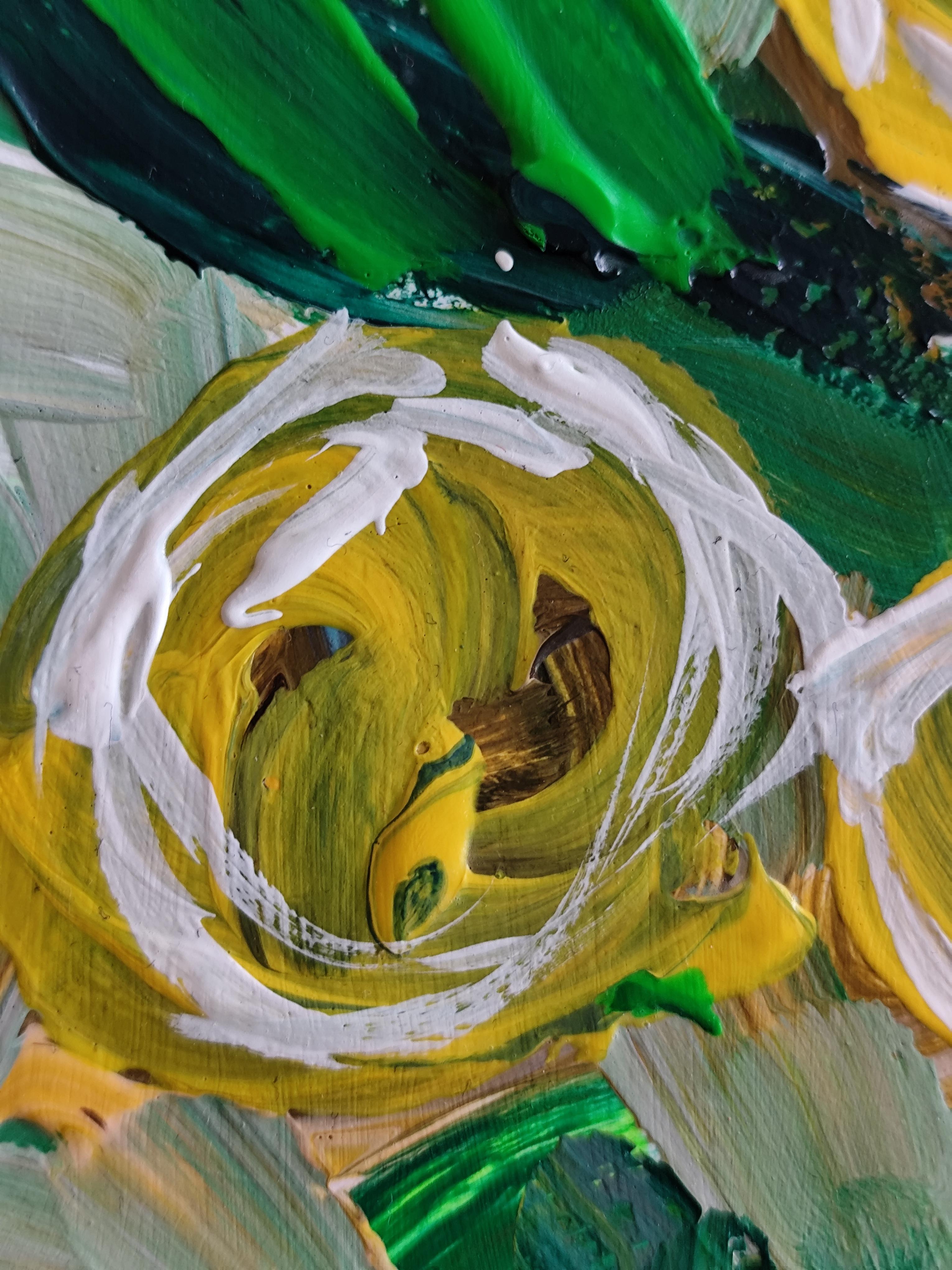 Pintura acrílica floral impresionista abstracta contemporánea sobre papel en venta 9