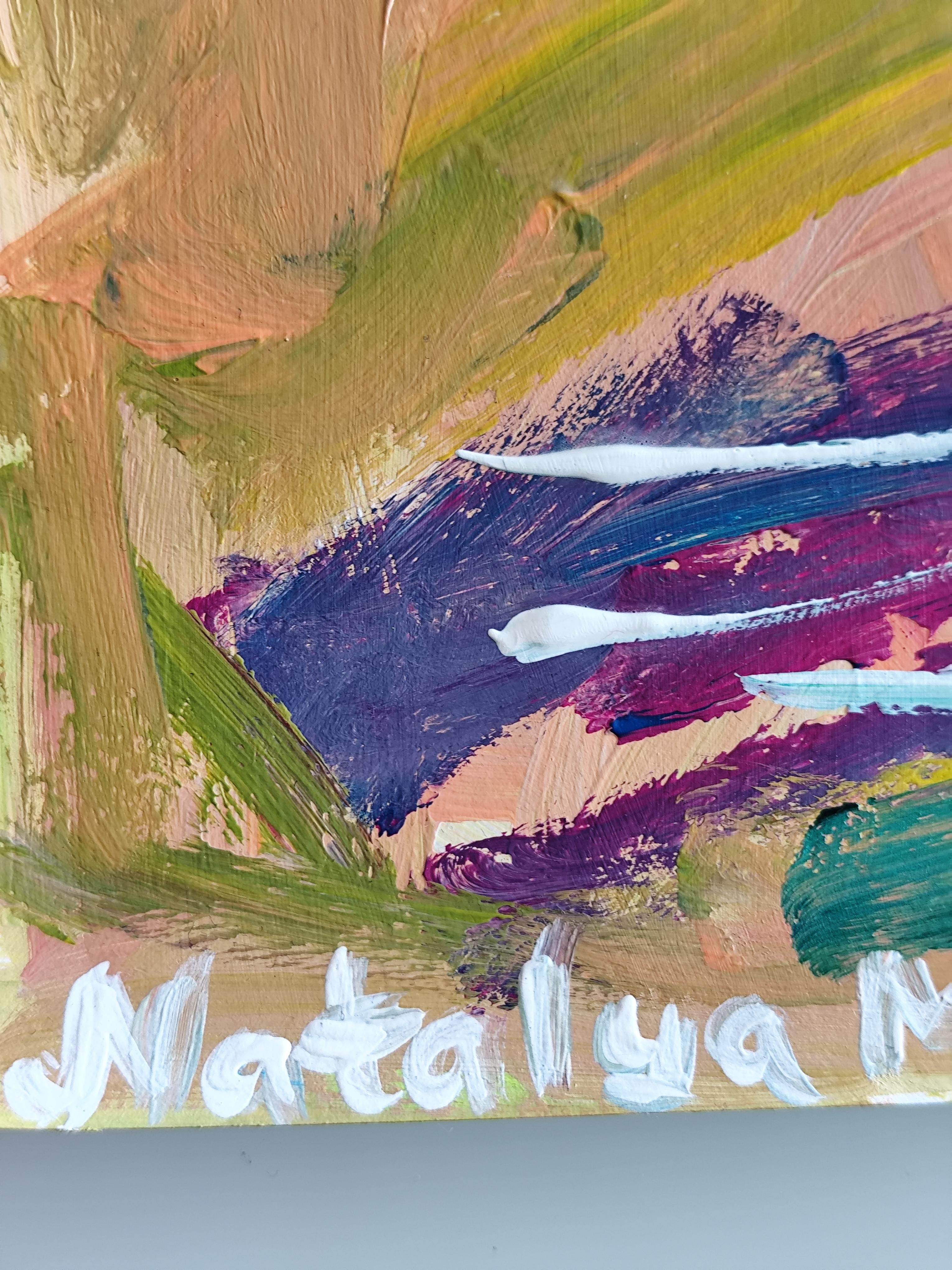 Pintura acrílica floral impresionista abstracta contemporánea sobre papel en venta 10