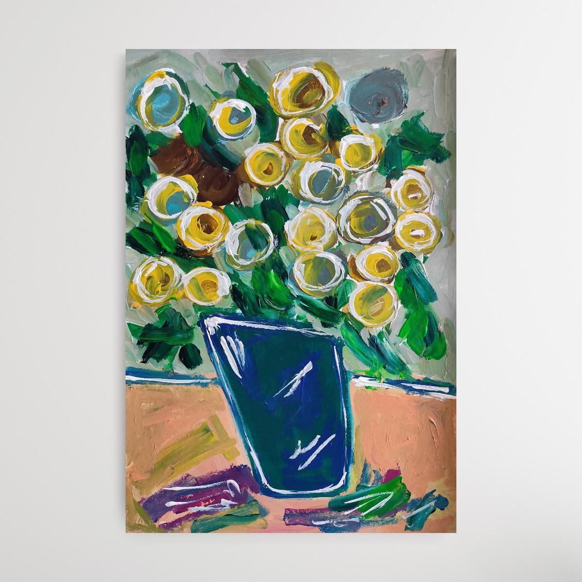 Pintura acrílica floral impresionista abstracta contemporánea sobre papel en venta 3