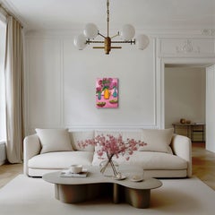 “Garden on the table" Figurative Still life floral acrylic painting on canvas