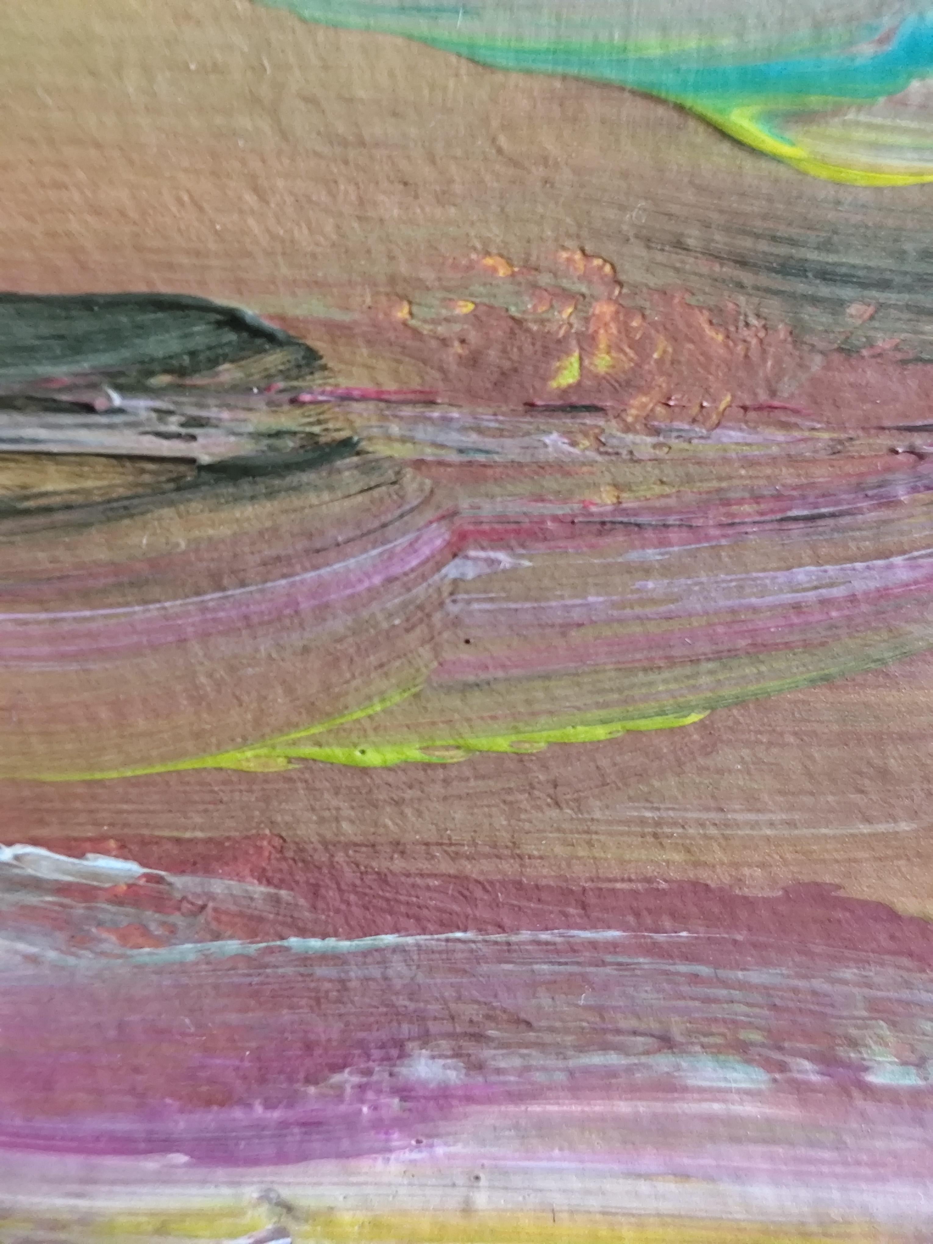 Pittura acrilica astratta contemporanea su carta di un paesaggio marino impressionista in vendita 14