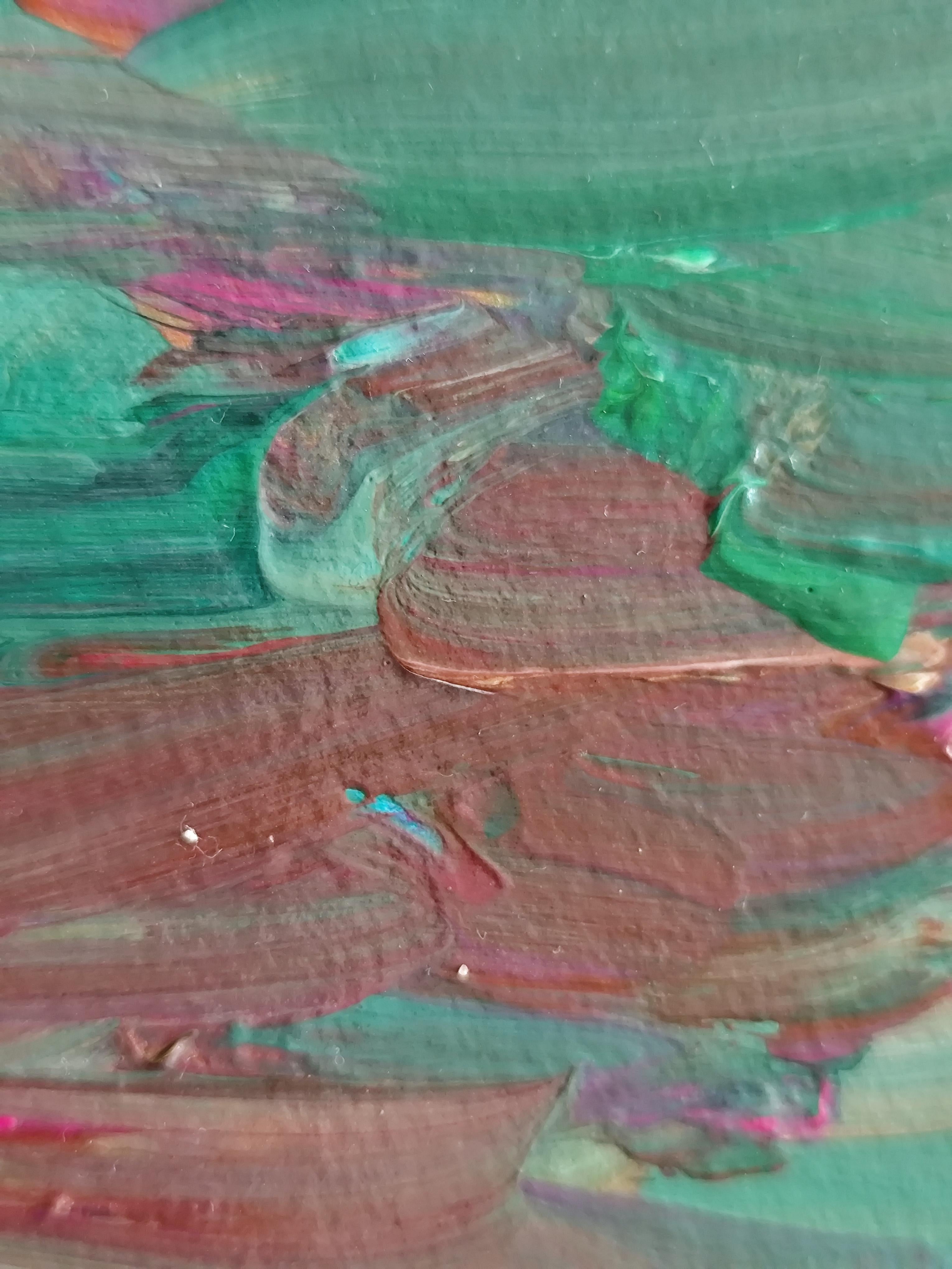 Paisaje marino abstracto impresionista contemporáneo pintura acrílica sobre papel en venta 8