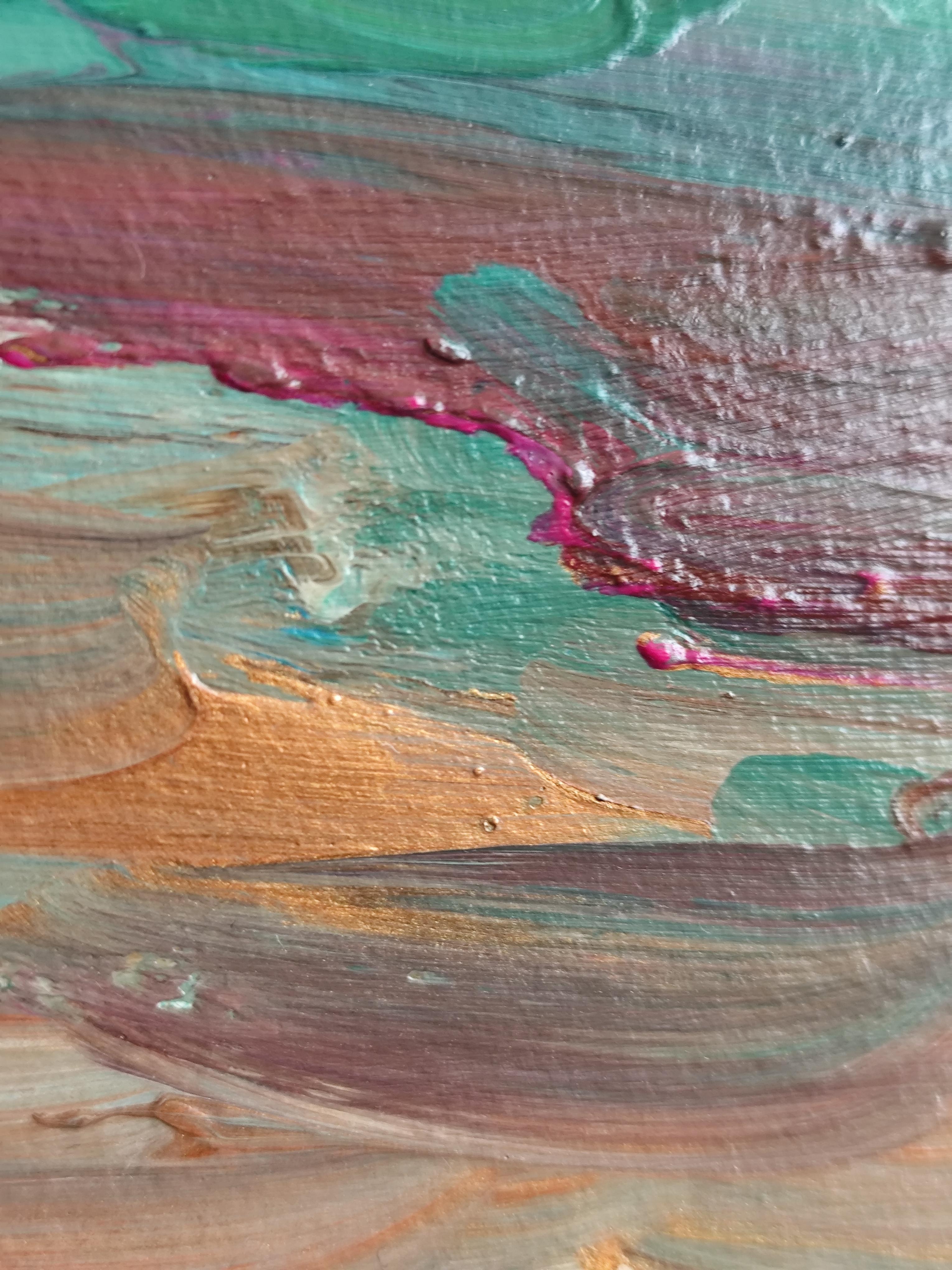 Paisaje marino abstracto impresionista contemporáneo pintura acrílica sobre papel en venta 14