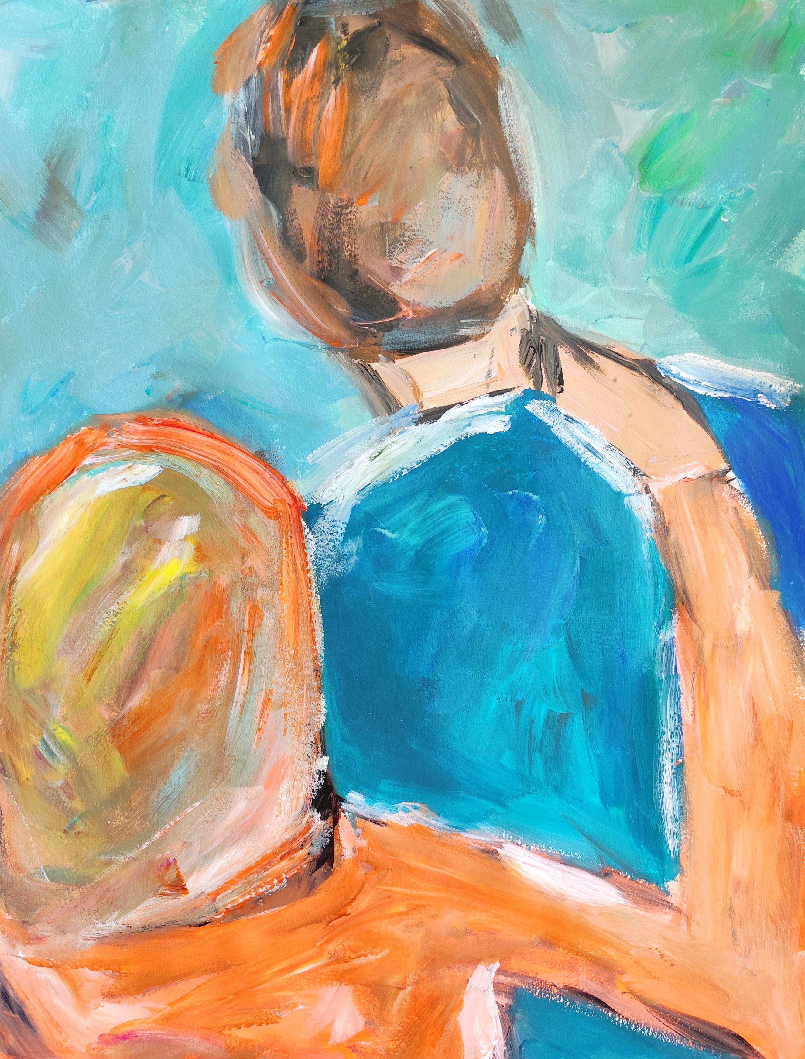 Portrait Painting di Mougenot Natalya - Quadro acrilico impressionista di coppia "Per sempre con te".
