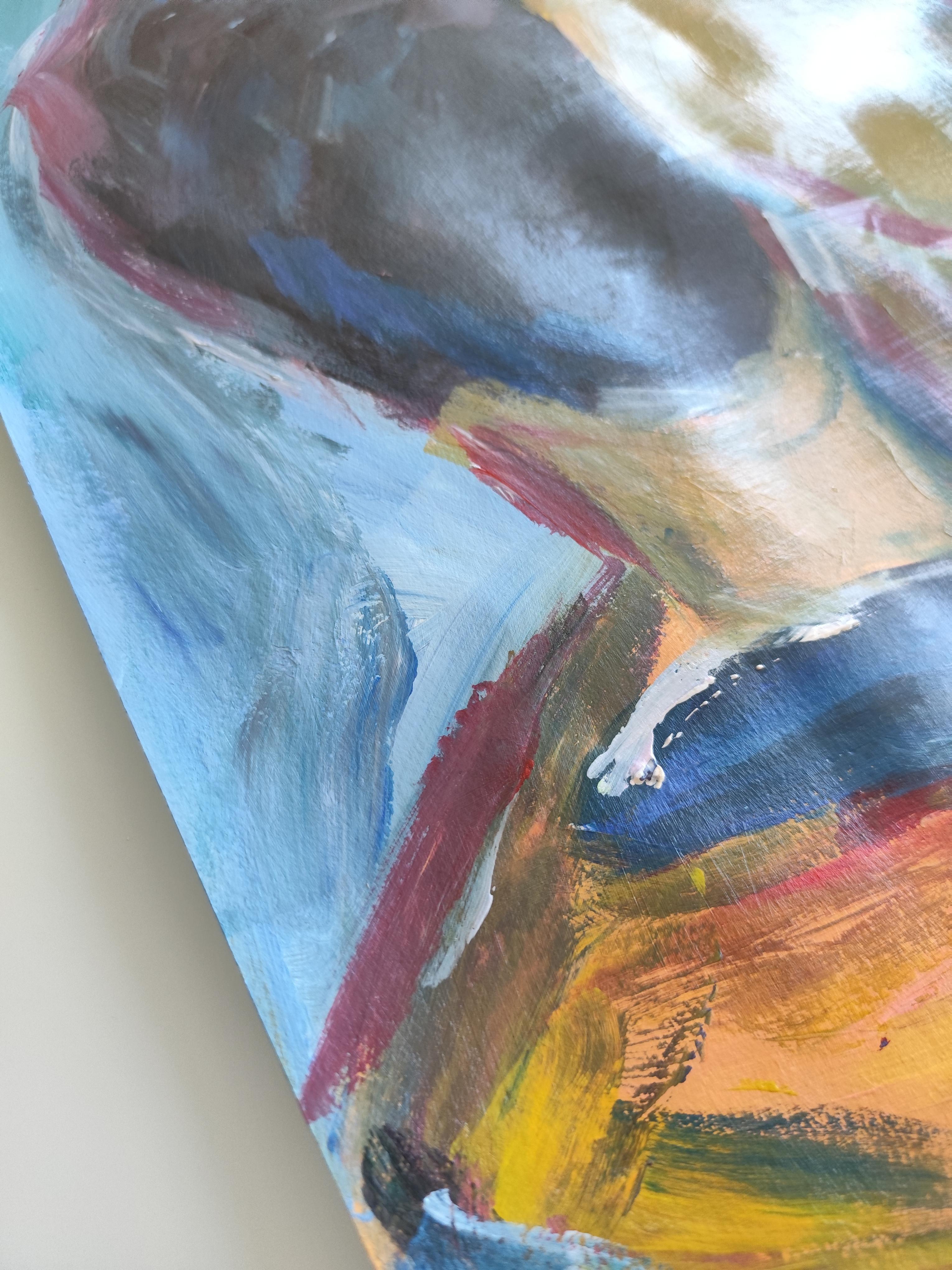Pintura acrílica expresiva impresionista de una pareja sobre papel 