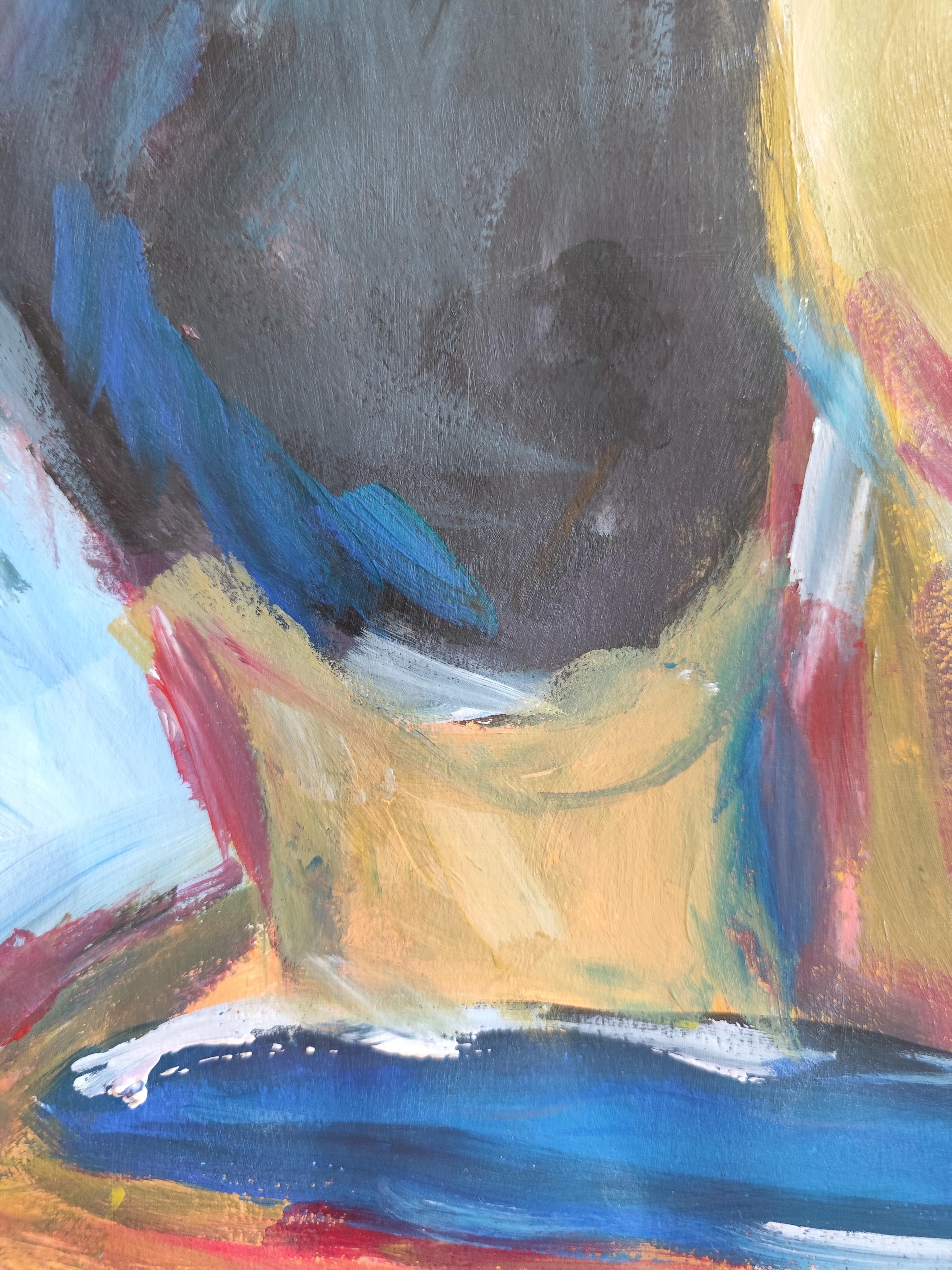 Pintura acrílica expresiva impresionista de una pareja sobre papel 
