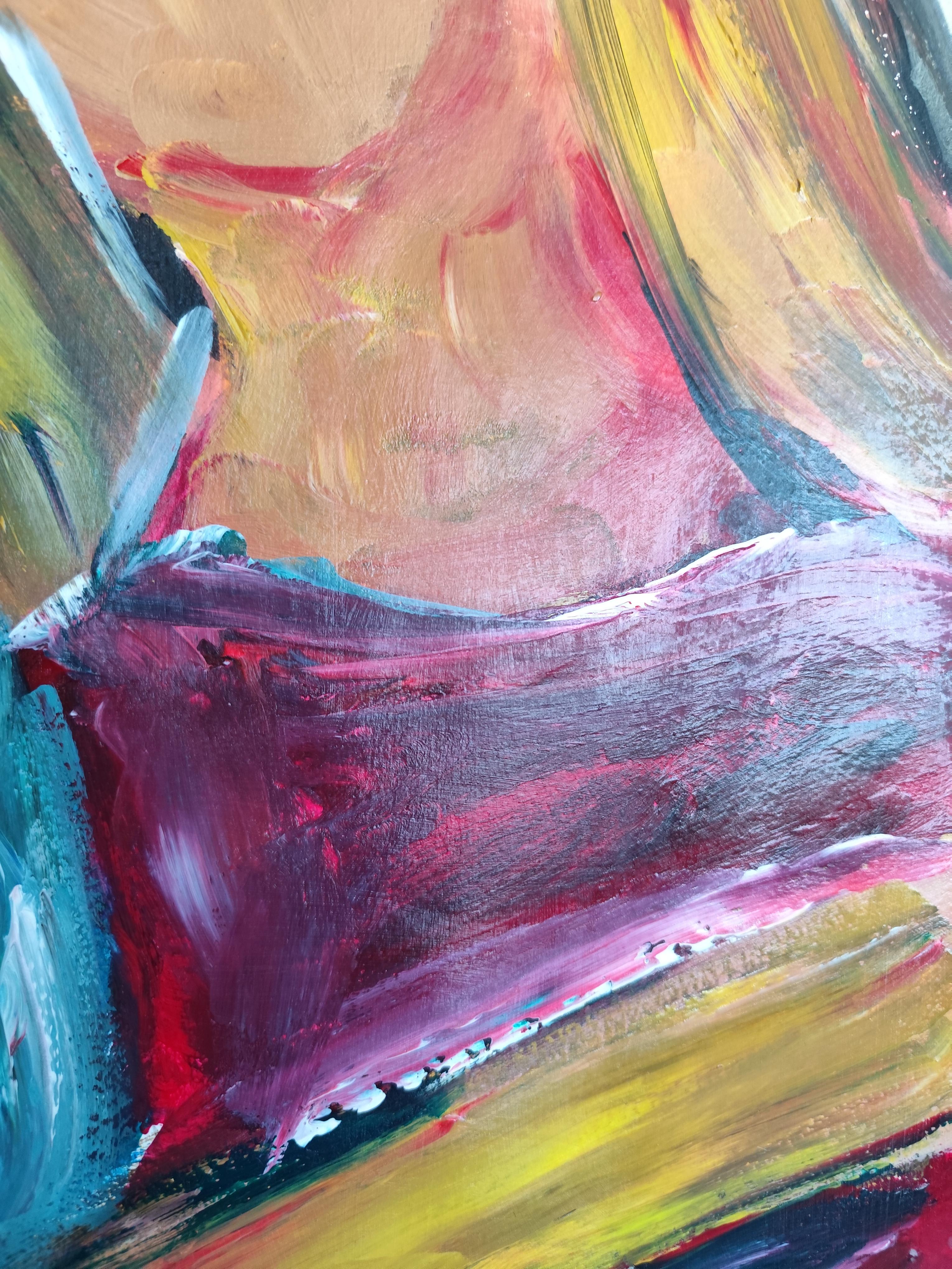 Pintura acrílica expresiva impresionista de una pareja 