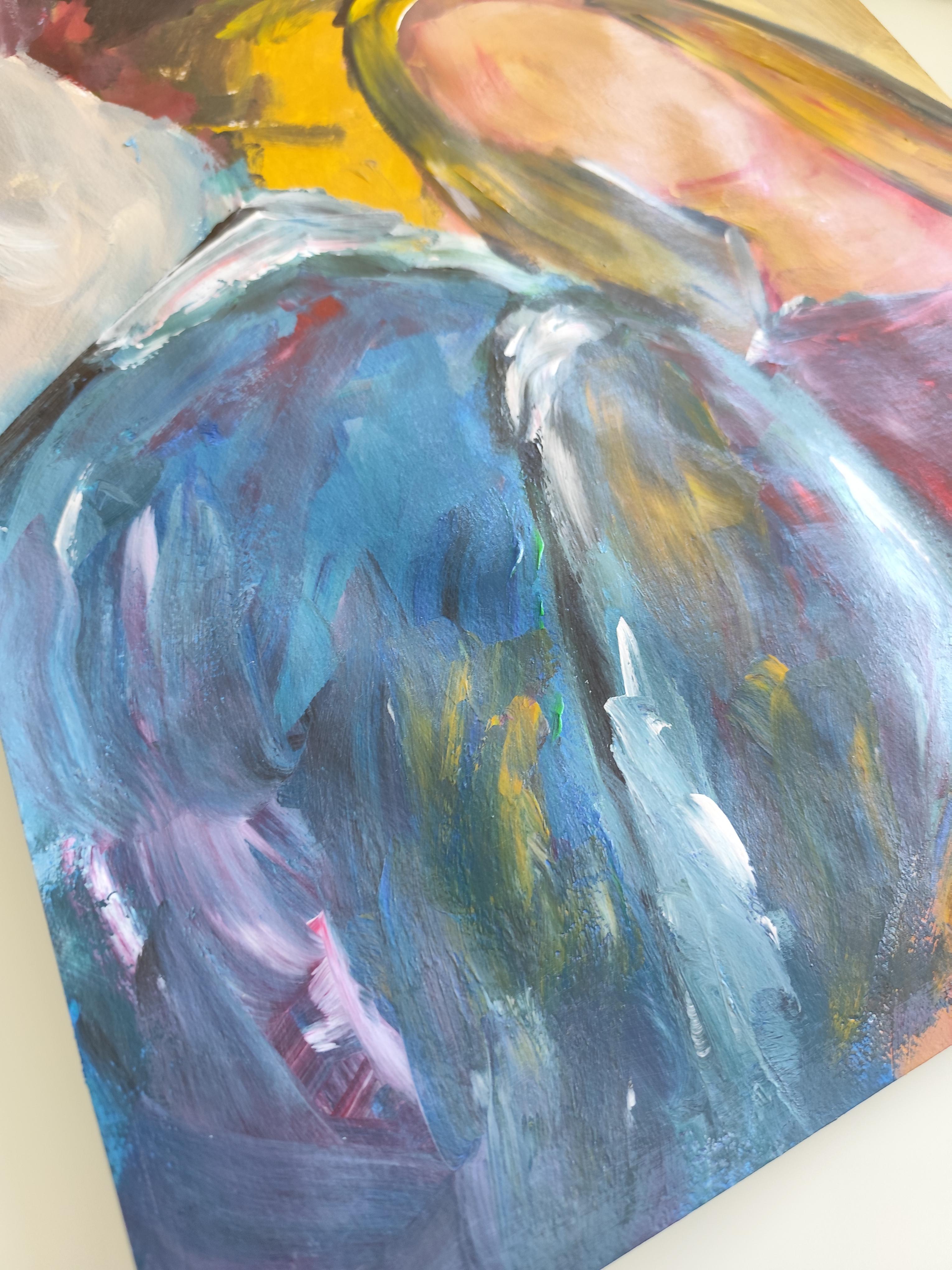 Pintura acrílica expresiva impresionista de una pareja 