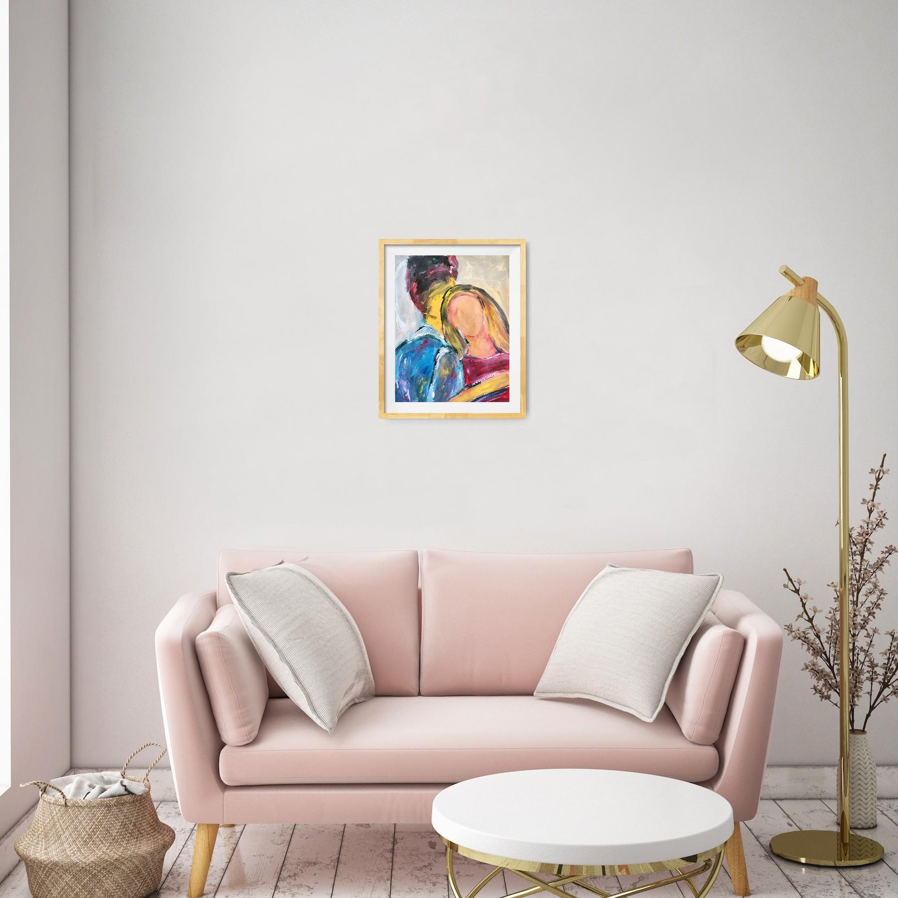 Pintura acrílica expresiva impresionista de una pareja 