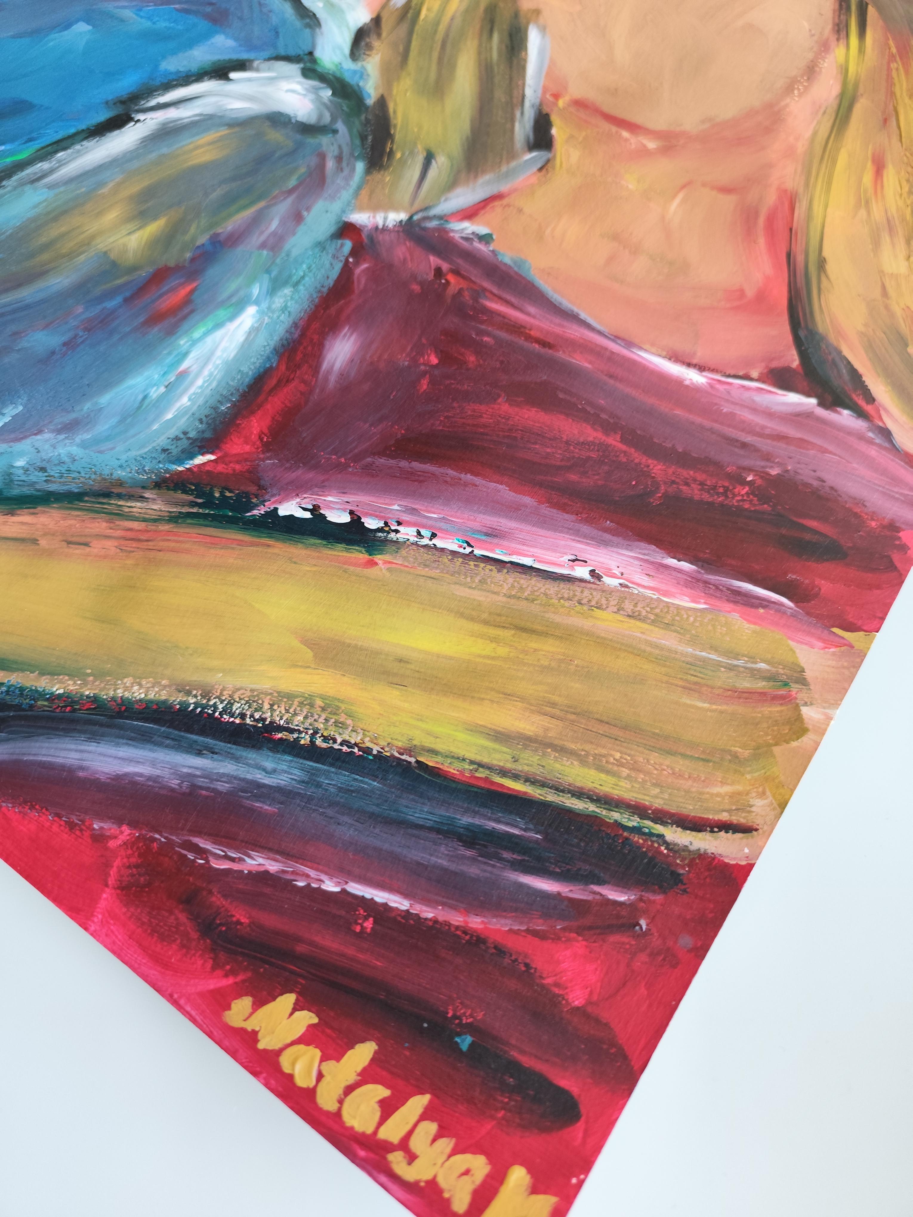 Pintura acrílica expresiva impresionista de una pareja 