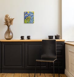 Contemporary impressionist oil floral painting on board "Iris dreams in bloom"