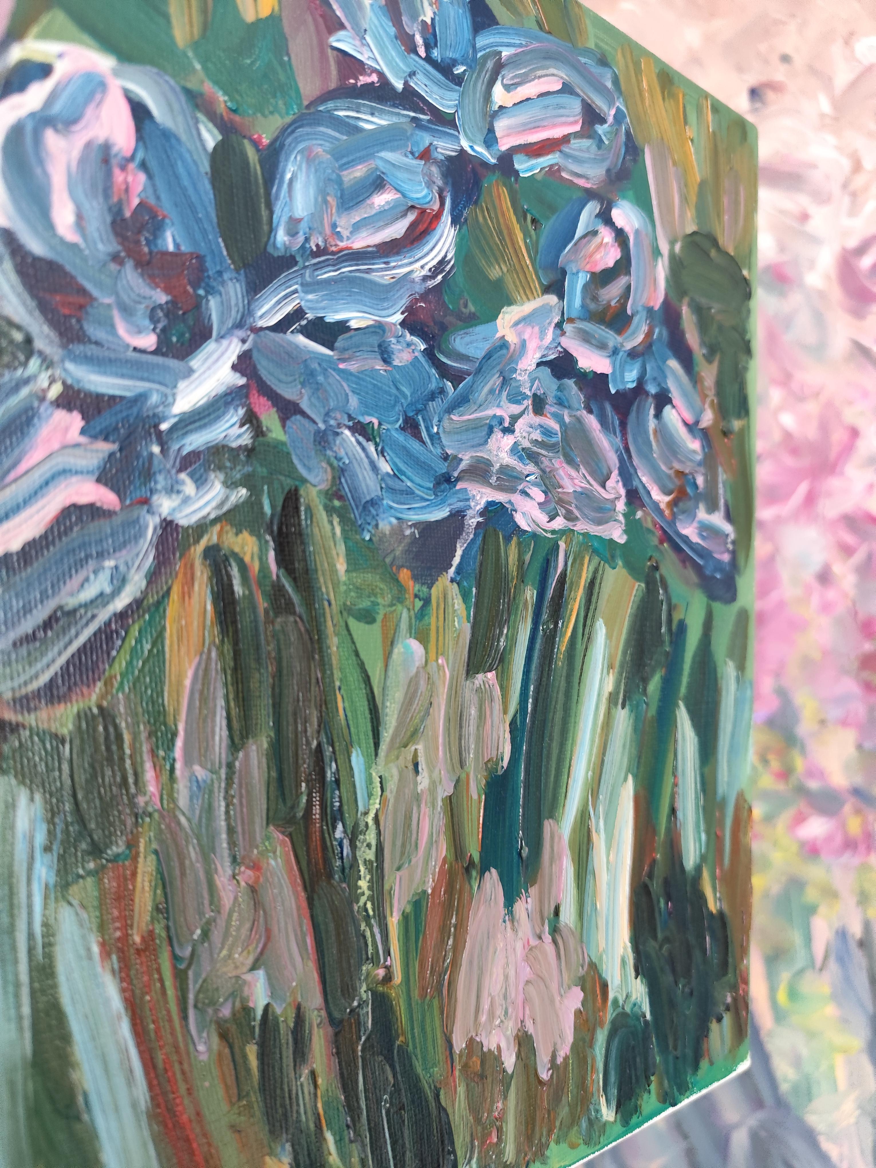 Dipinto floreale ad olio impressionista su tela 