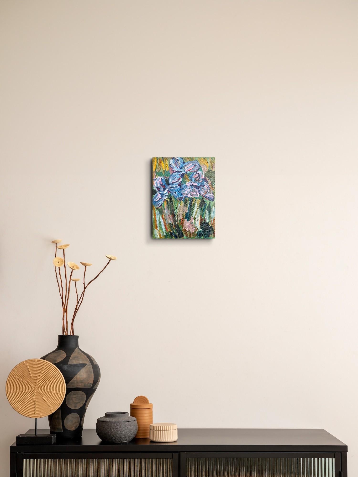 Dipinto floreale ad olio impressionista su tela 