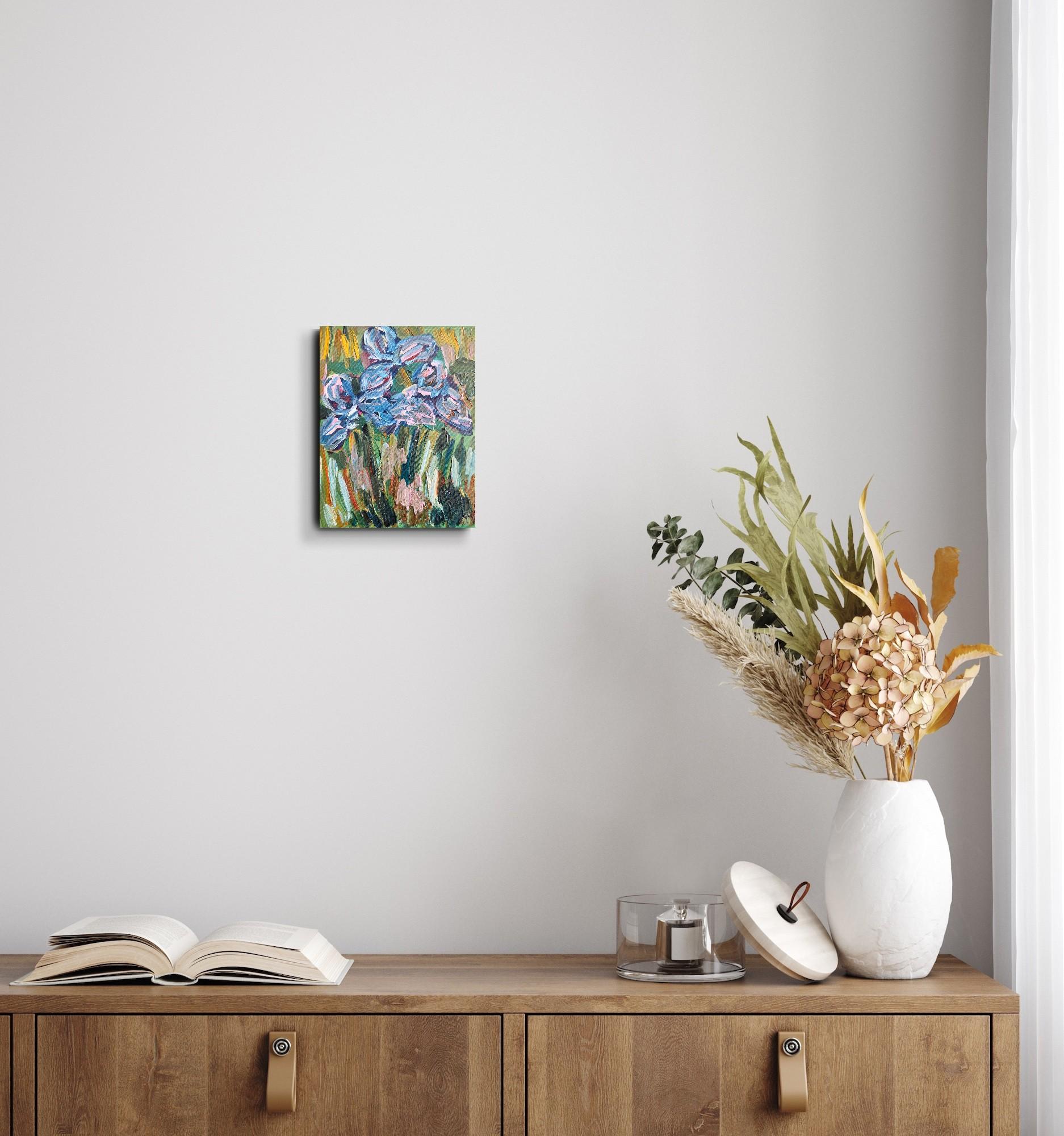 Dipinto floreale ad olio impressionista su tela 