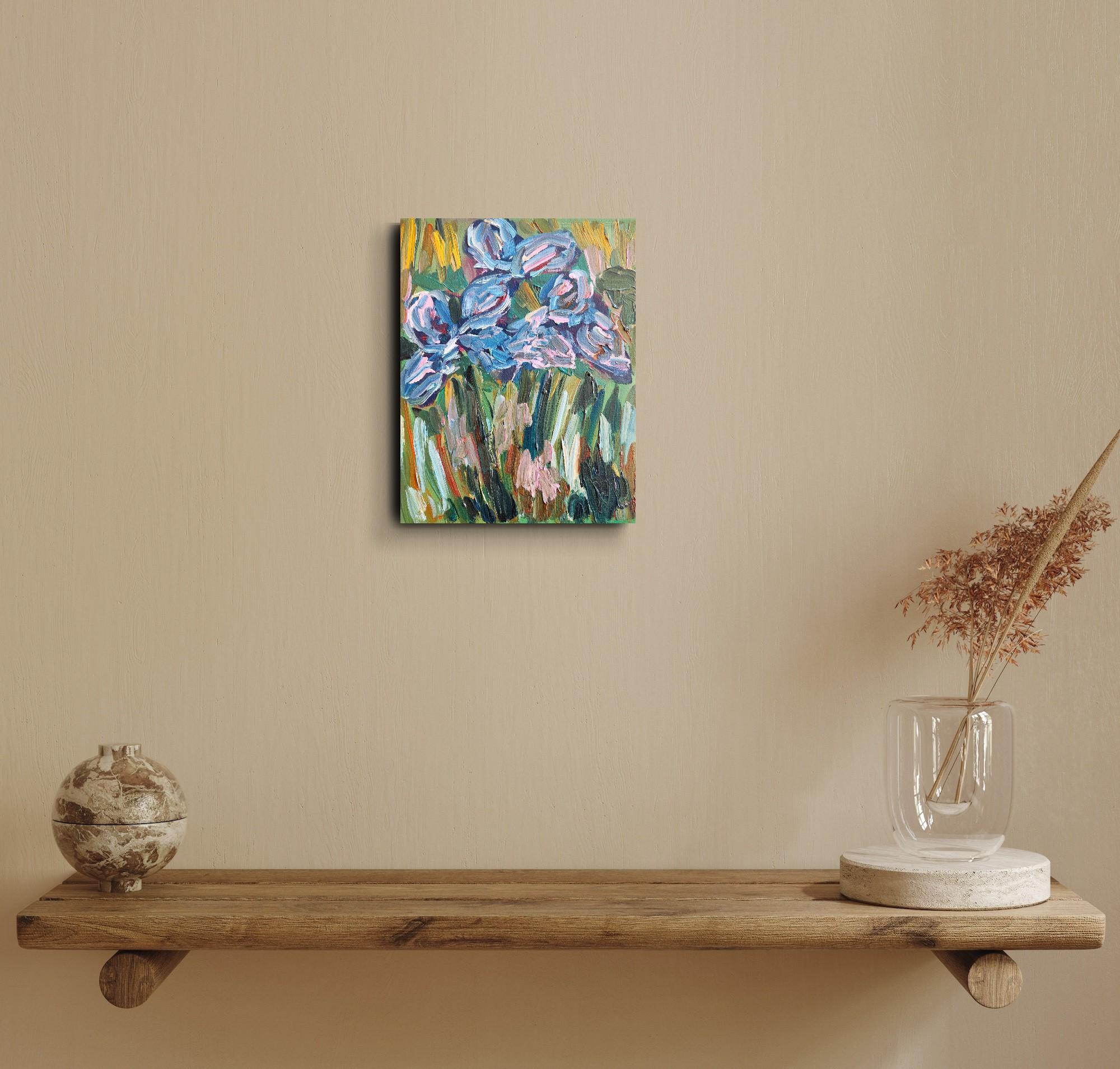 Dipinto floreale ad olio impressionista su tela 