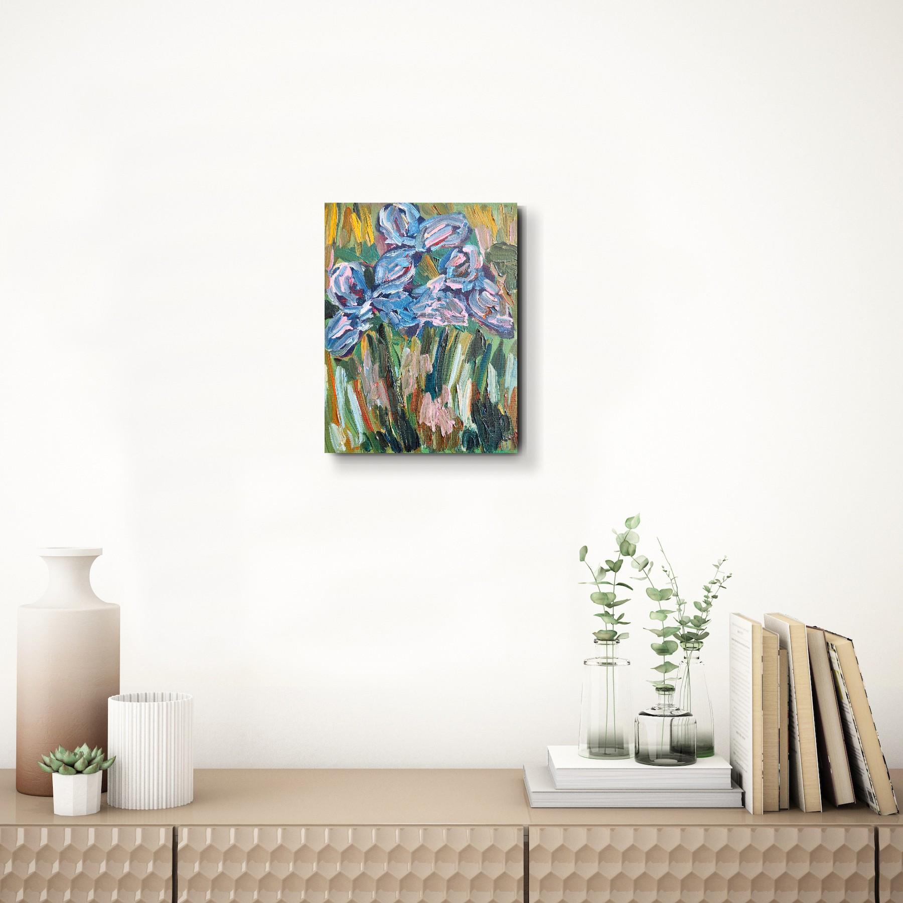 Dipinto floreale ad olio impressionista su tela 