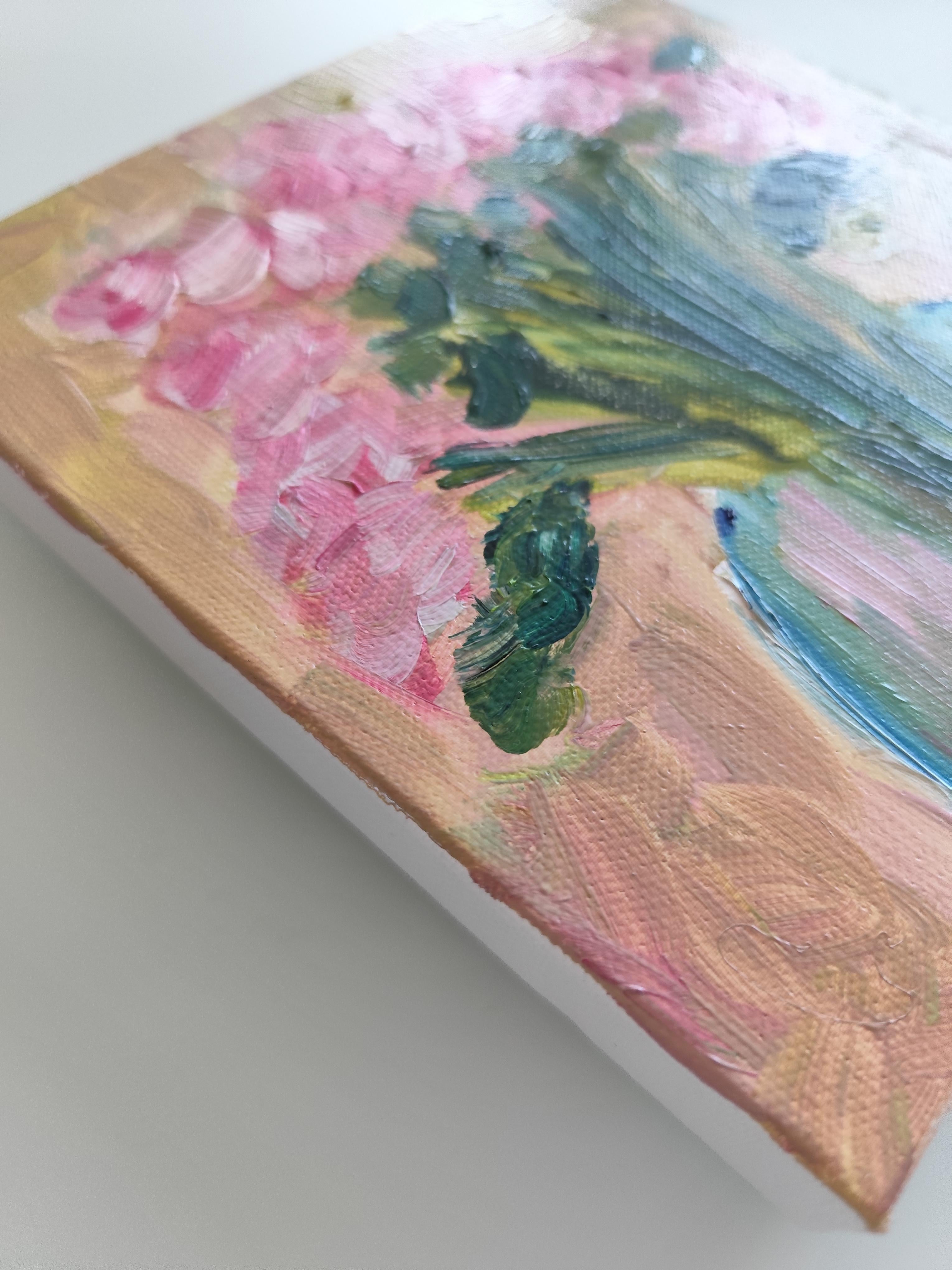 Dipinto floreale ad olio impressionista su tela 