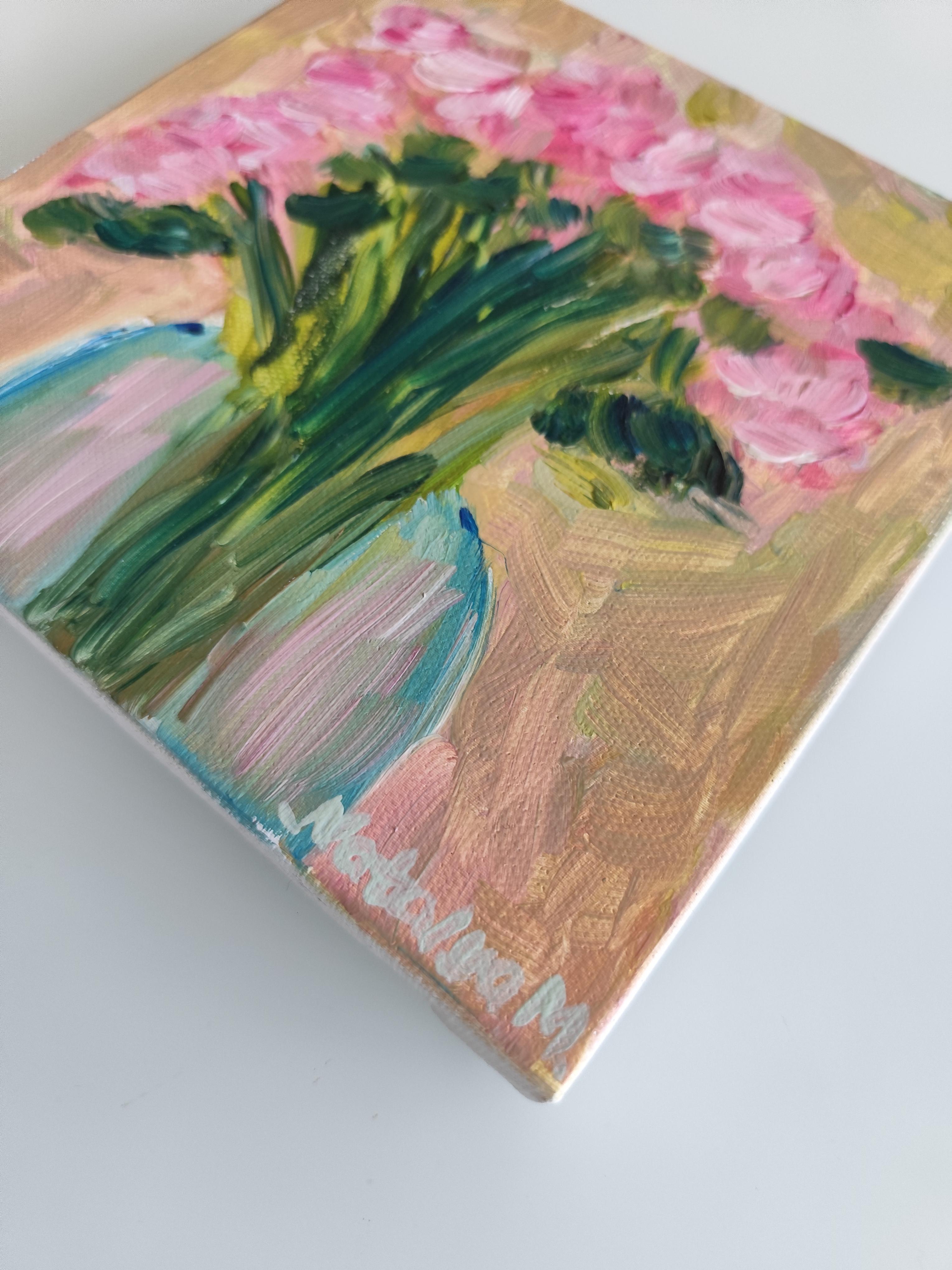 Dipinto floreale ad olio impressionista su tela 