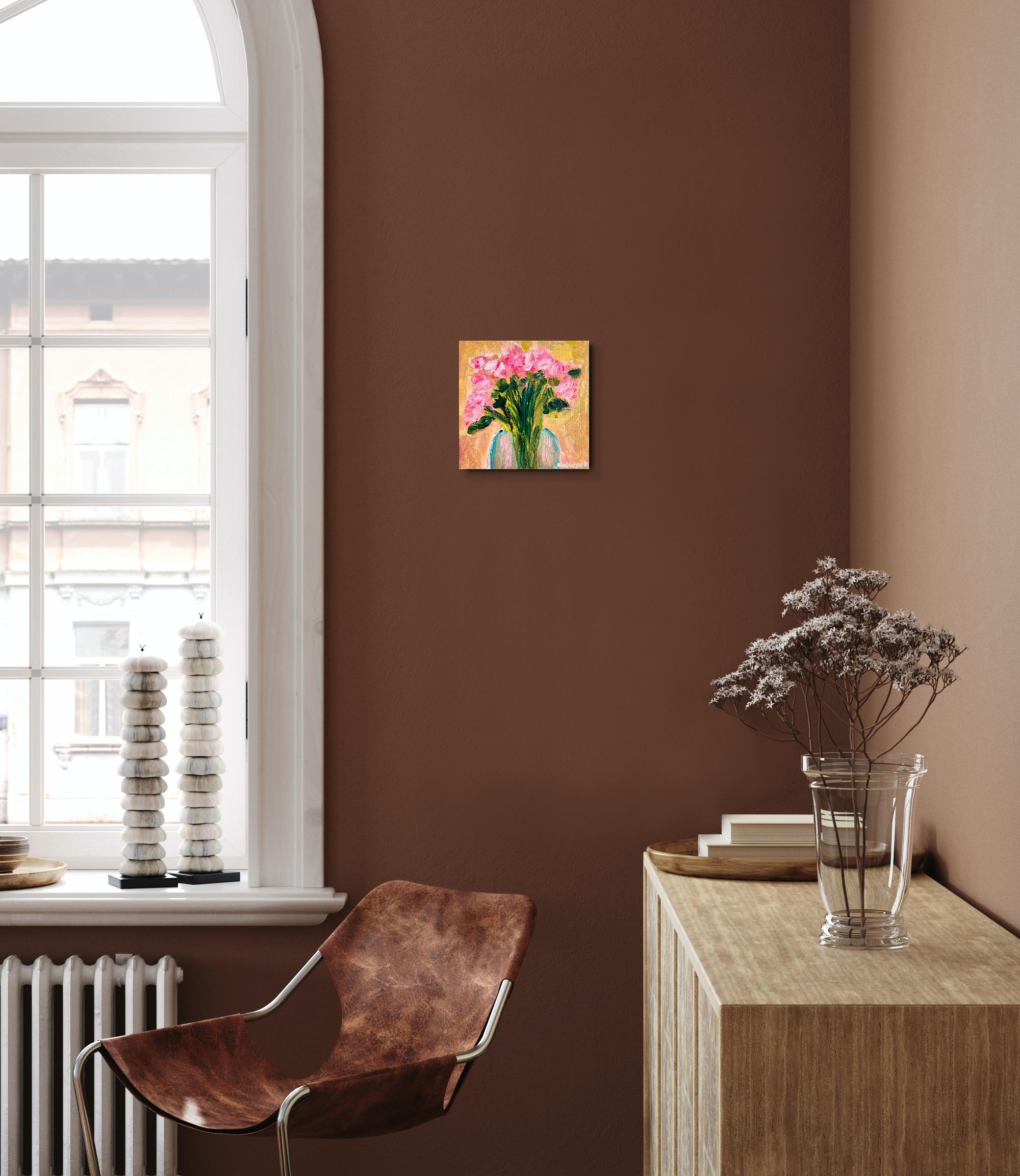 Dipinto floreale ad olio impressionista su tela 