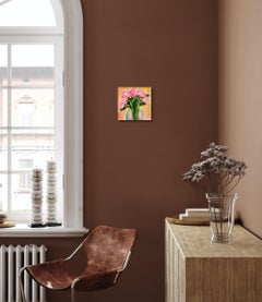 Impressionist expressive oil floral painting on canvas "Blooming summer roses"