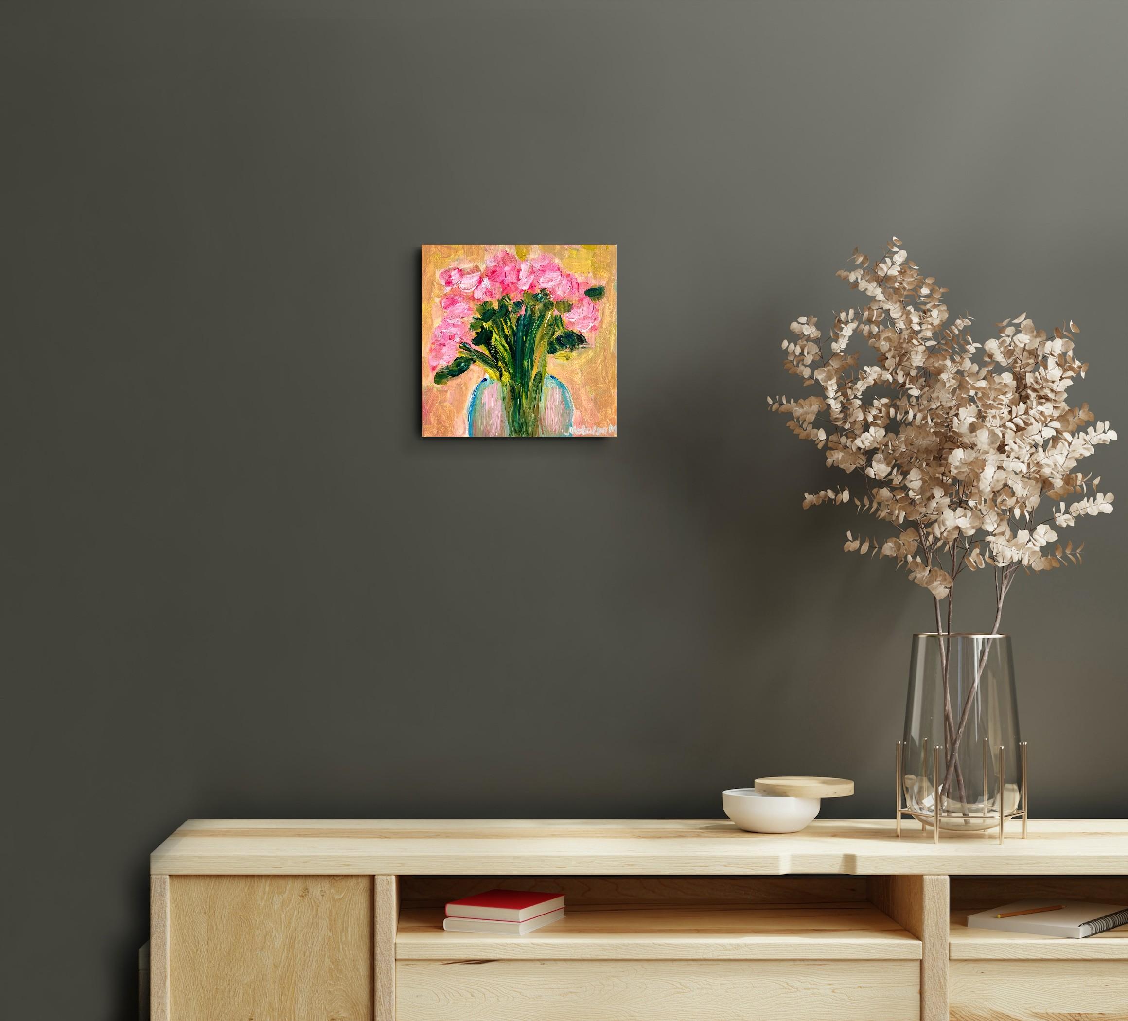 Dipinto floreale ad olio impressionista su tela 