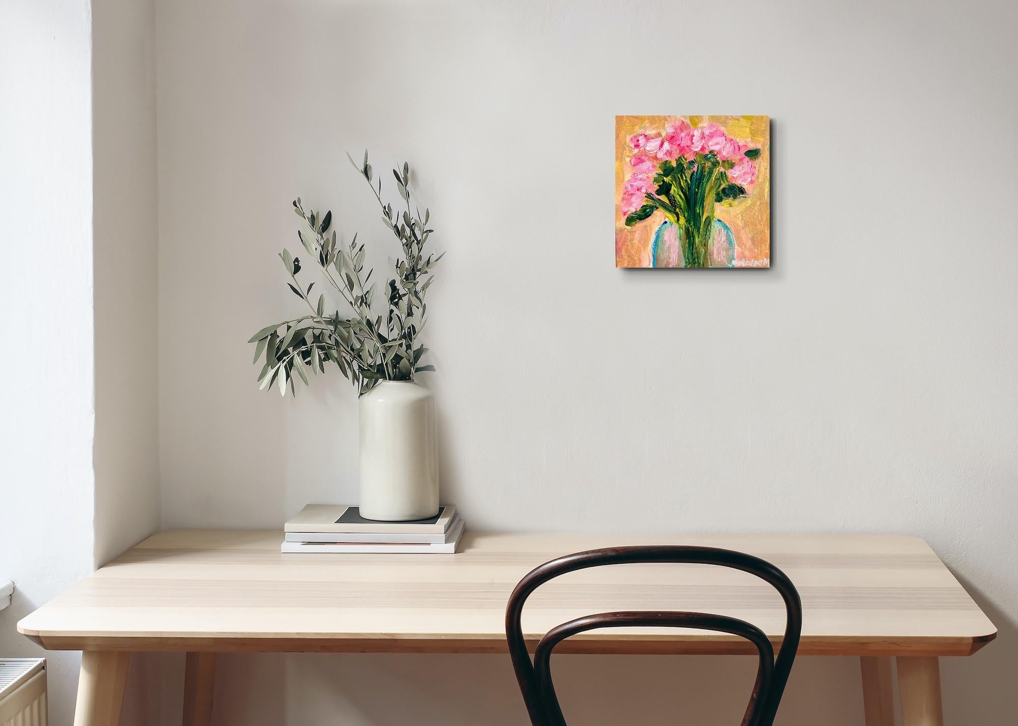 Dipinto floreale ad olio impressionista su tela 