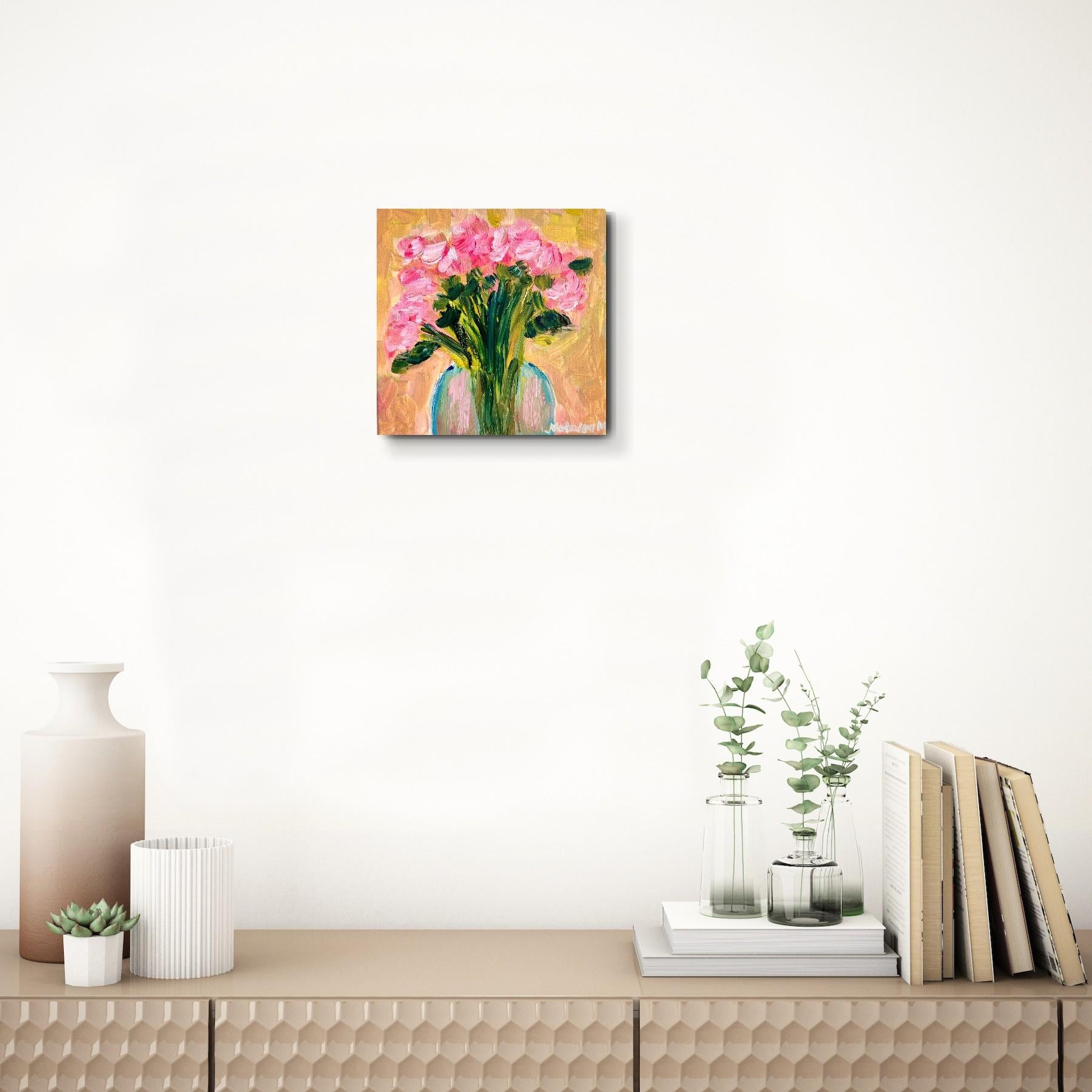Dipinto floreale ad olio impressionista su tela 