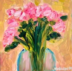 Peinture à l'huile florale expressive impressionniste sur toile « Blooming summer roses »