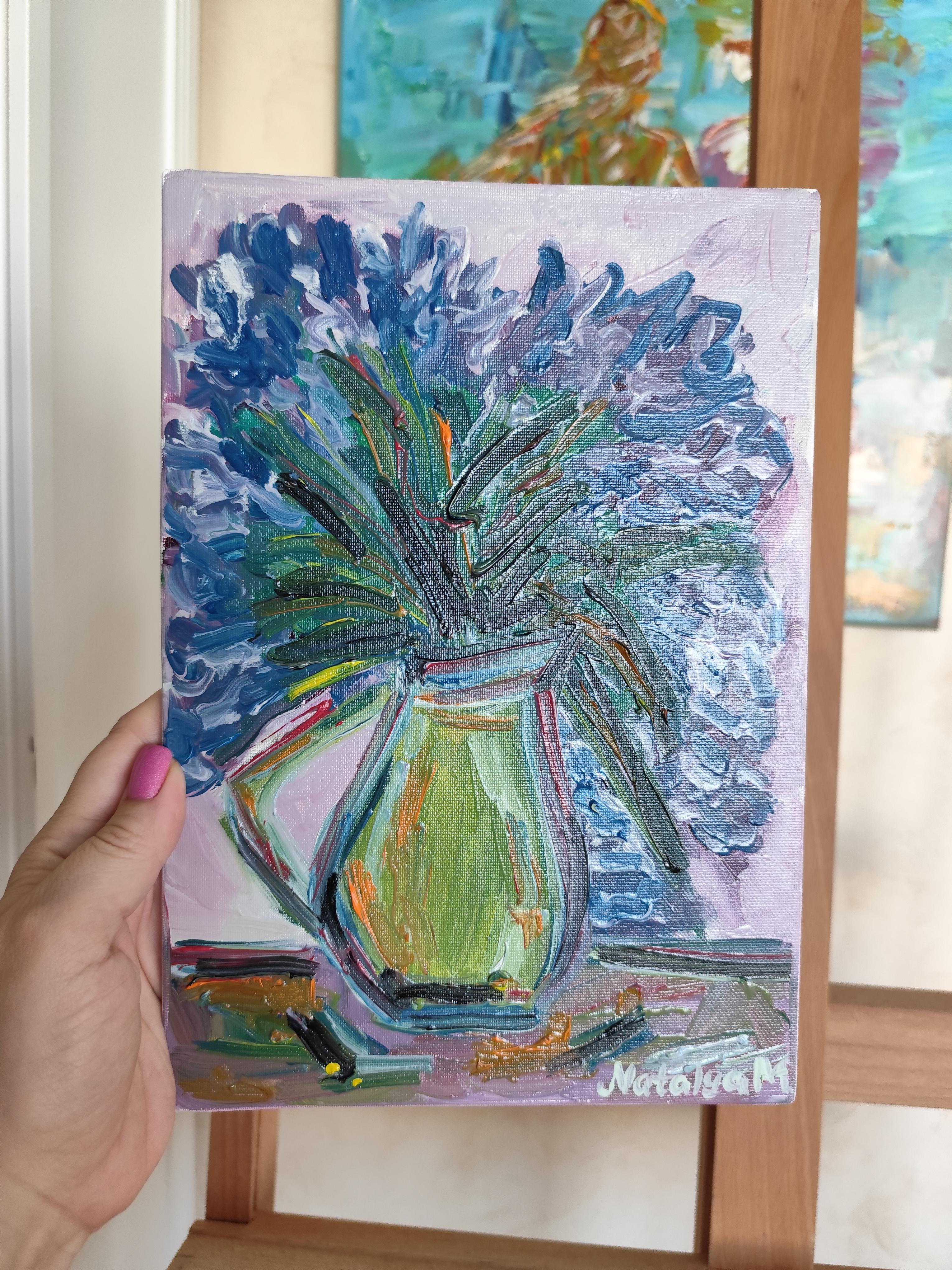 Impressionist oil floral painting on board 