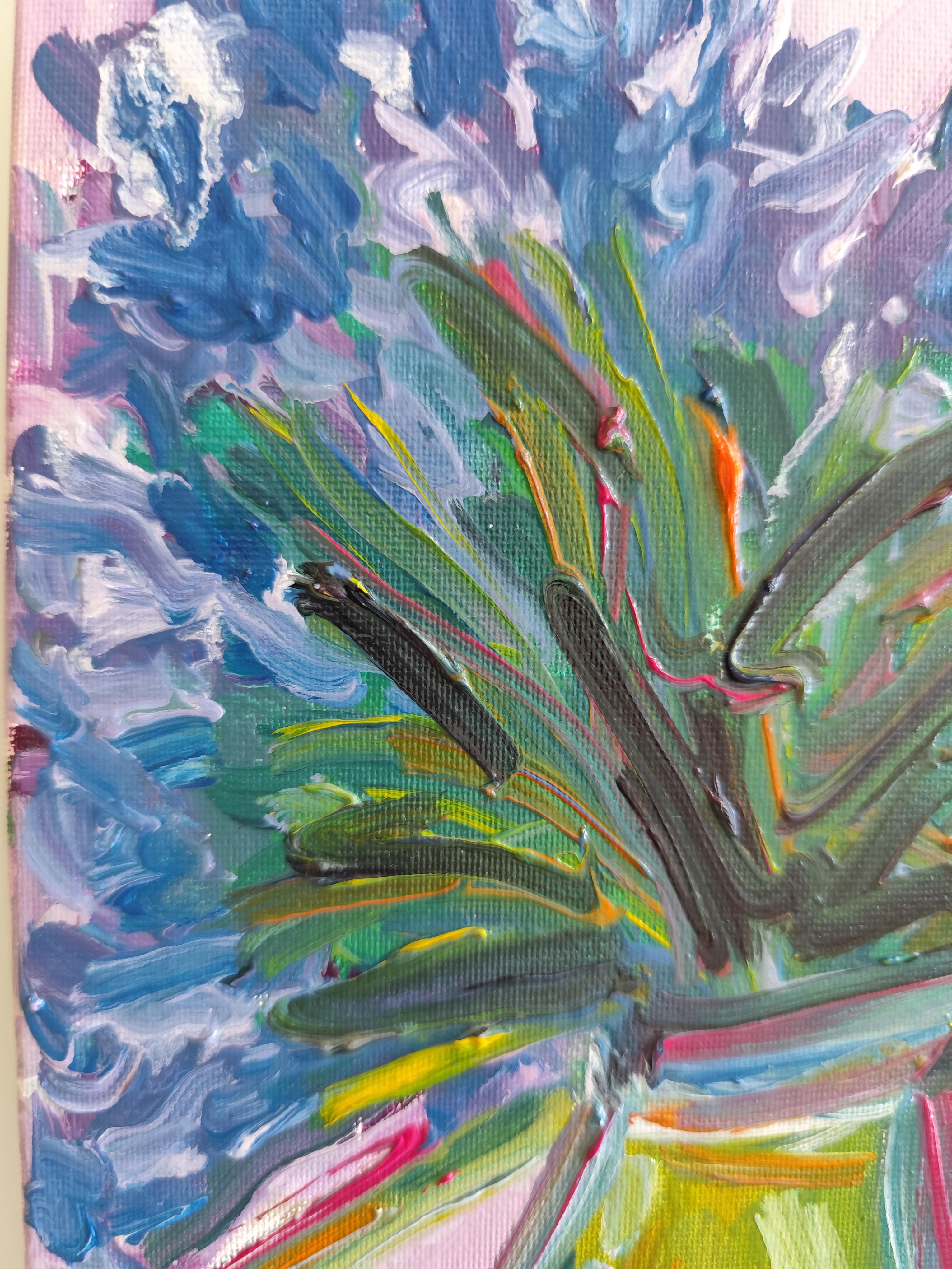 Impressionist oil floral painting on board 