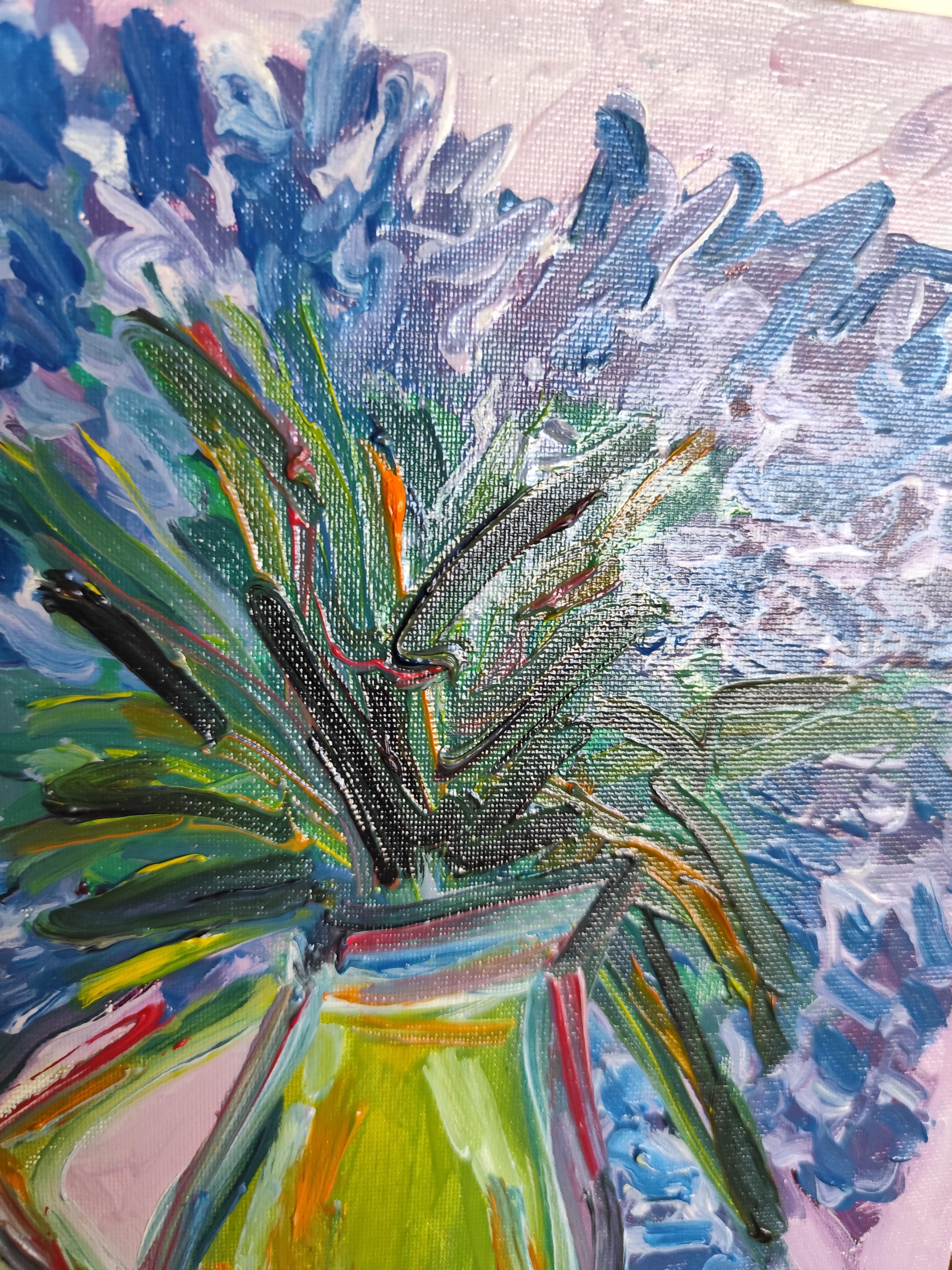 Impressionist oil floral painting on board 