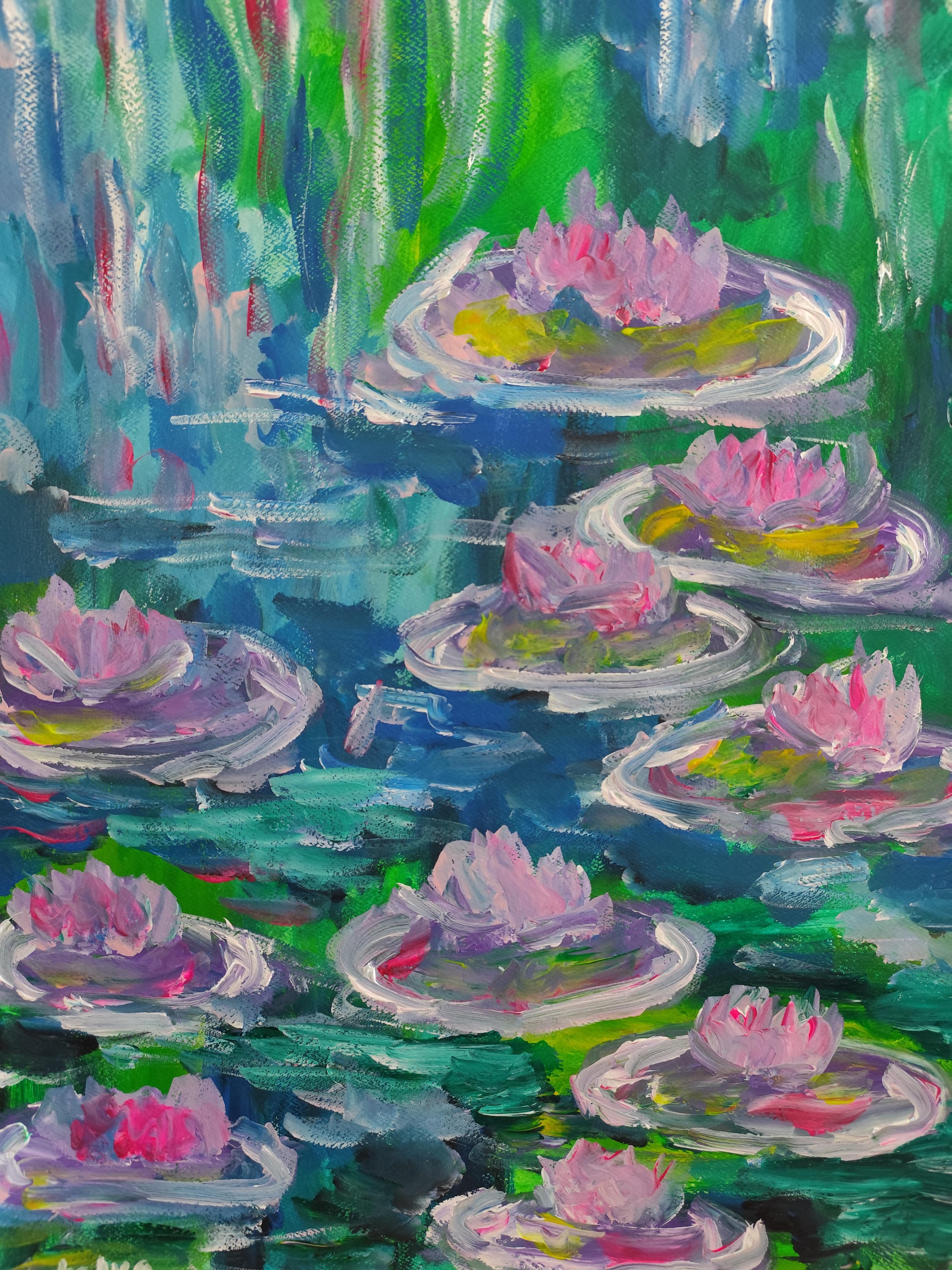 Impressionist painting of nymphs inspired by Claude Monet 