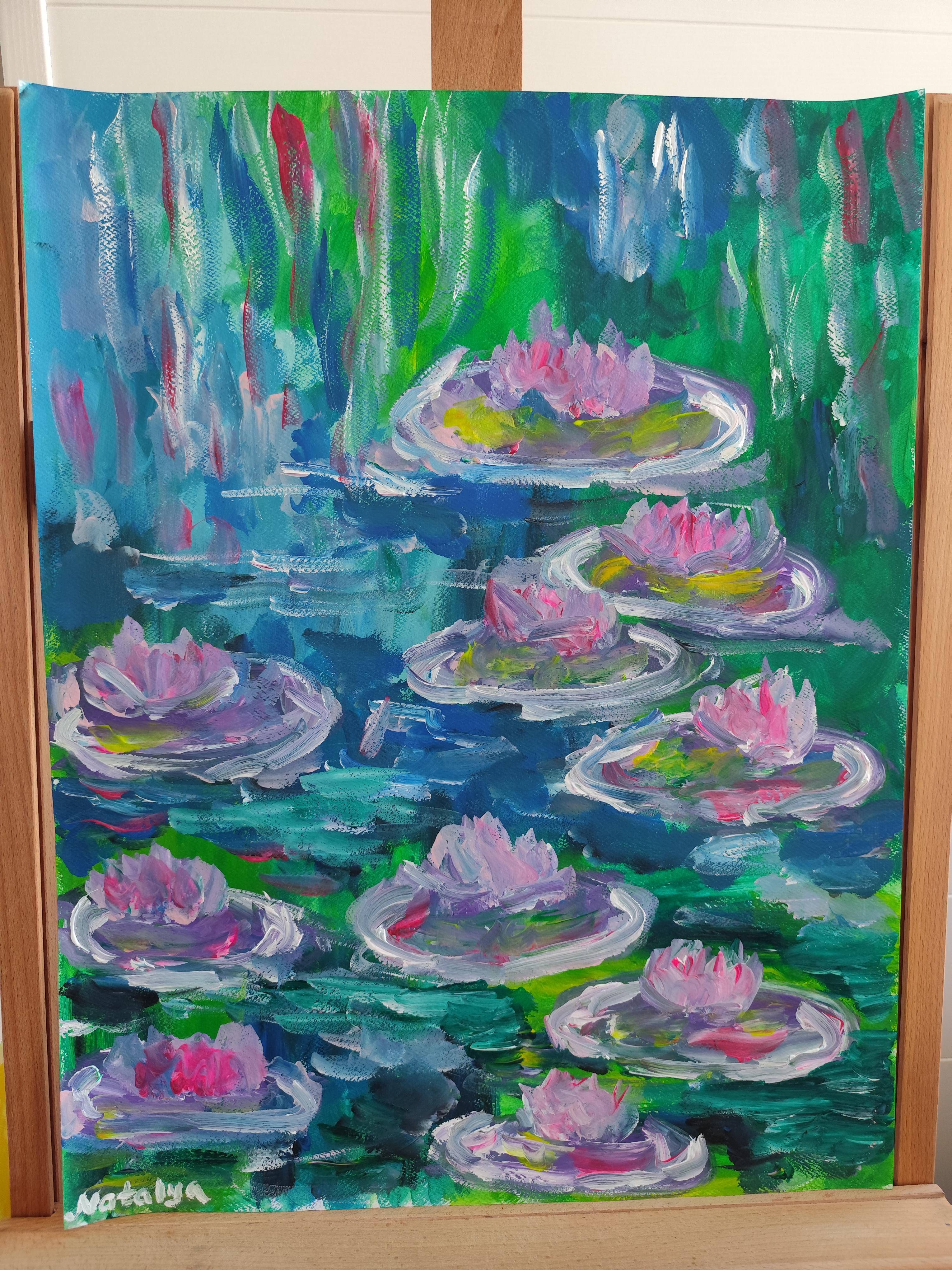 Impressionist painting of nymphs inspired by Claude Monet 