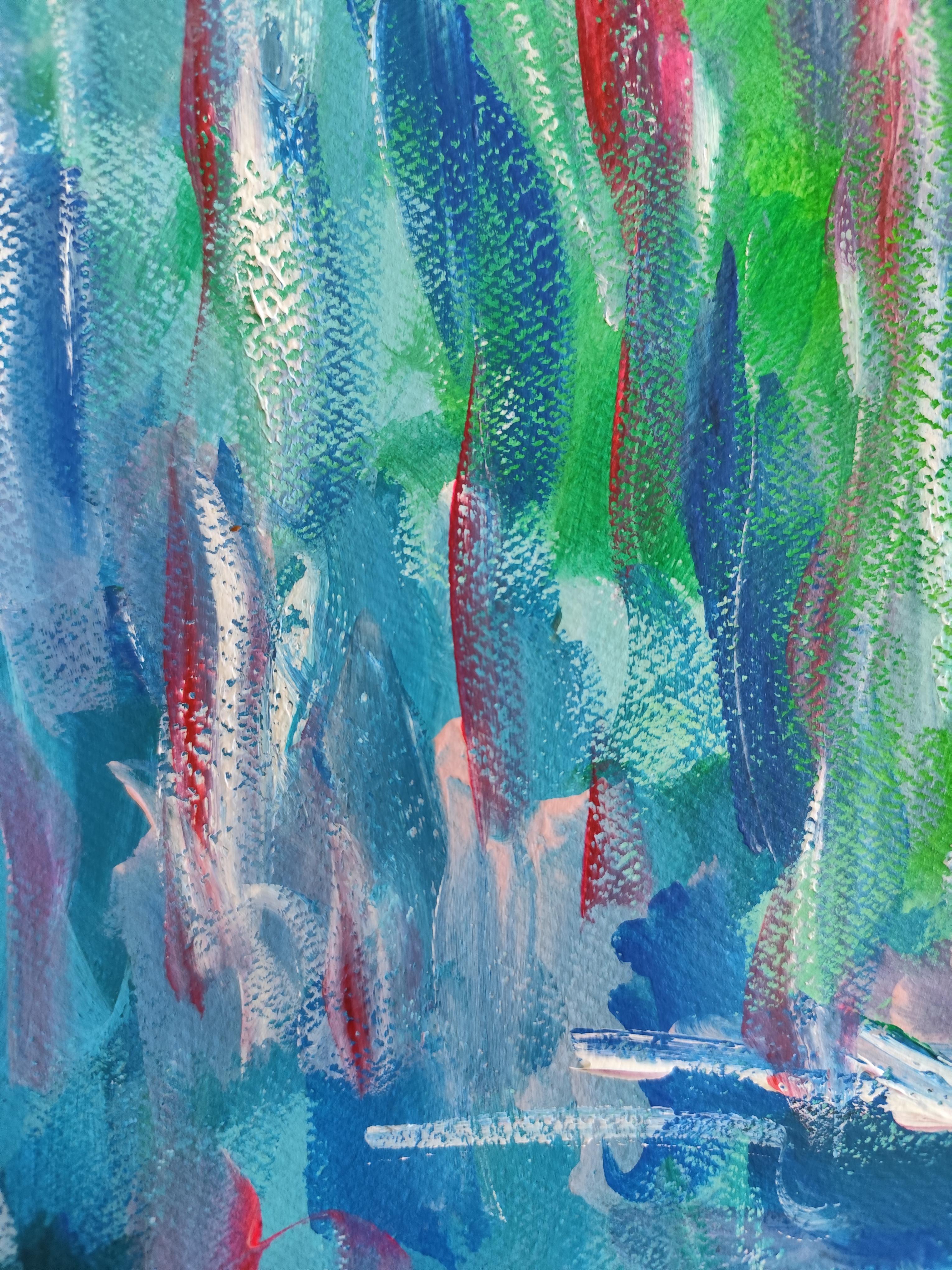 Impressionist painting of nymphs inspired by Claude Monet 