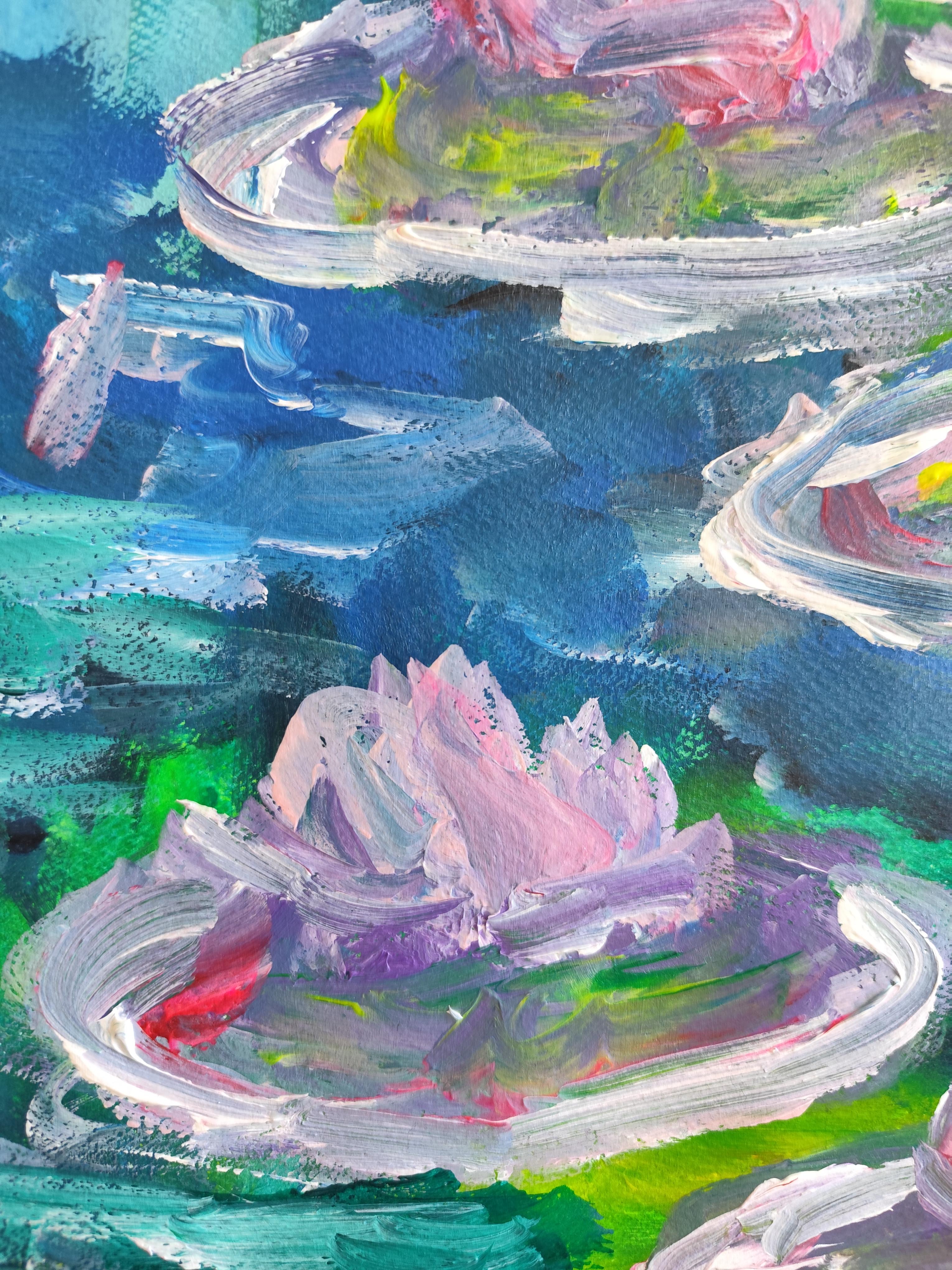 Impressionist painting of nymphs inspired by Claude Monet 