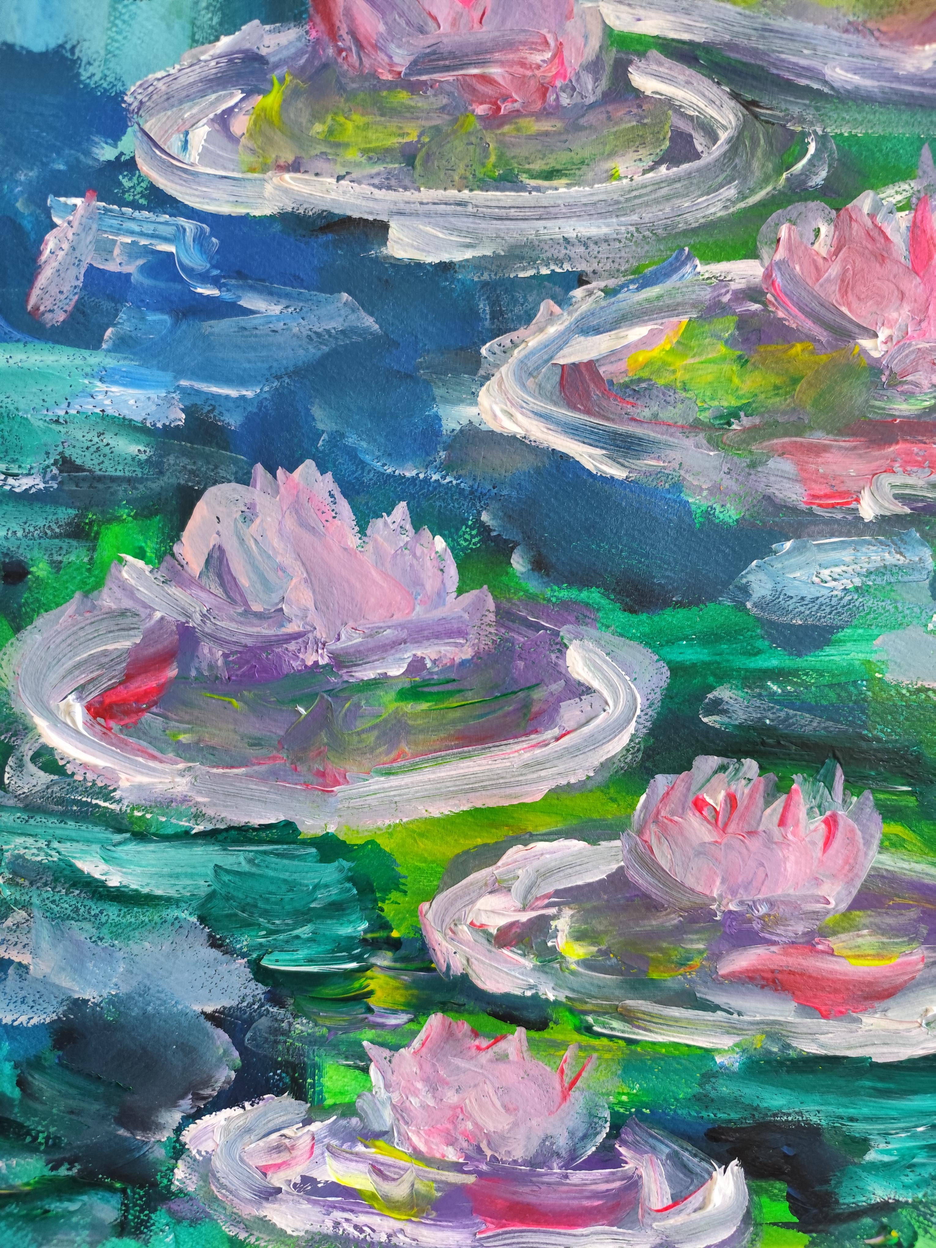 Impressionist painting of nymphs inspired by Claude Monet 