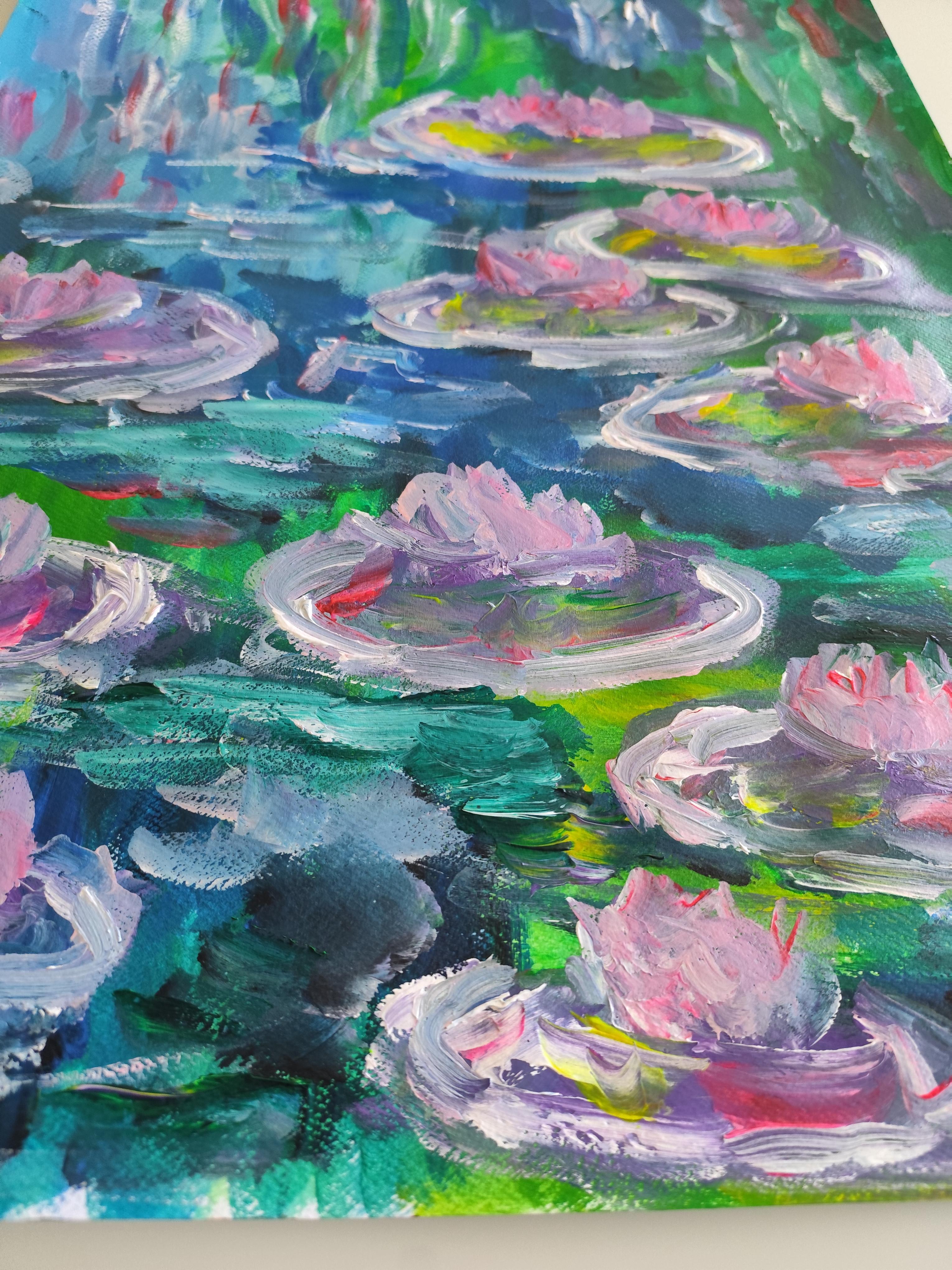Impressionist painting of nymphs inspired by Claude Monet 