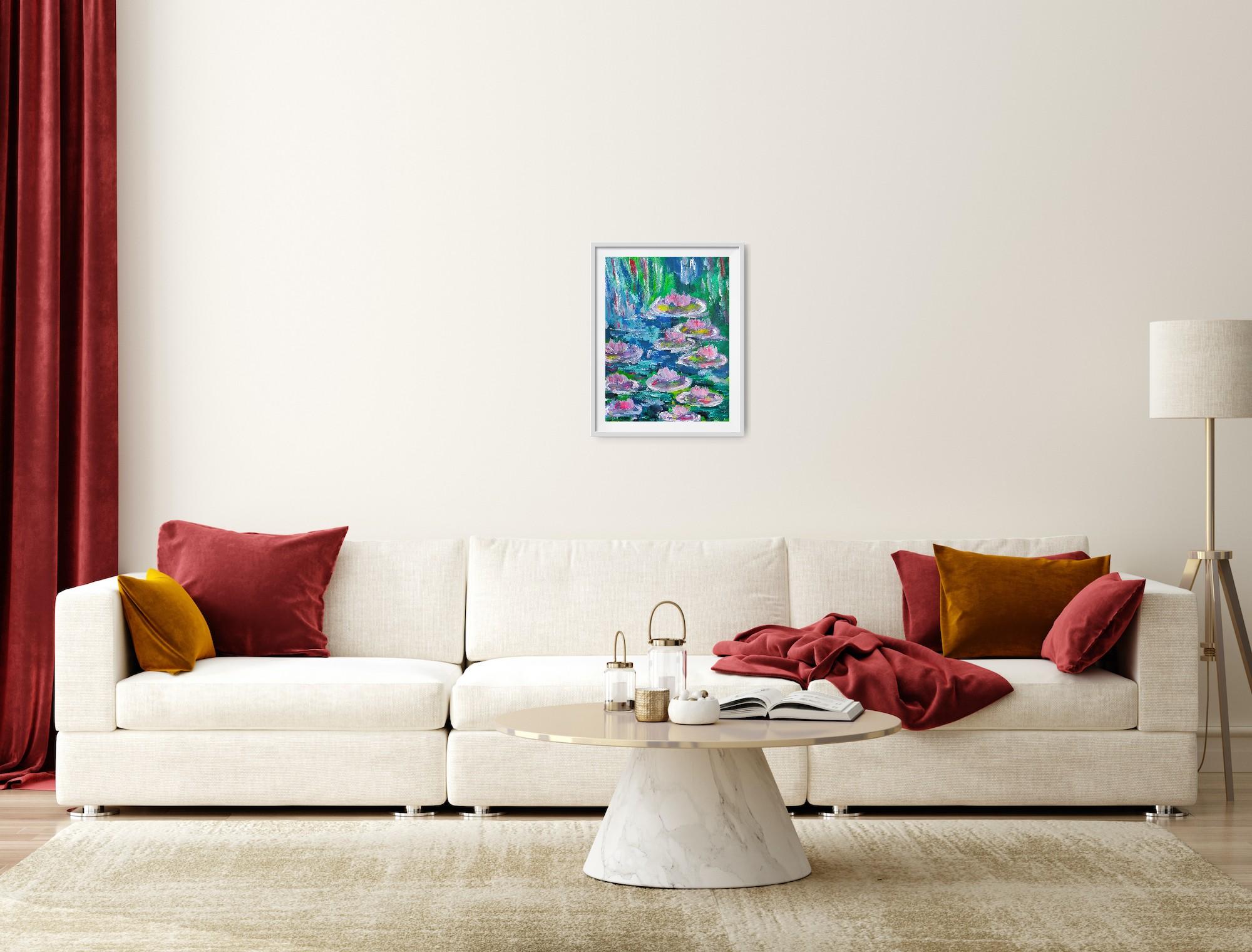 Impressionist painting of nymphs inspired by Claude Monet 